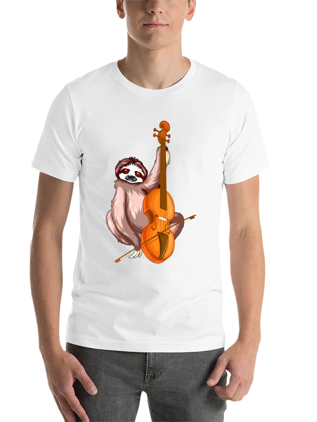 Black Sloth Playing Cello Graphic T-Shirt view 14