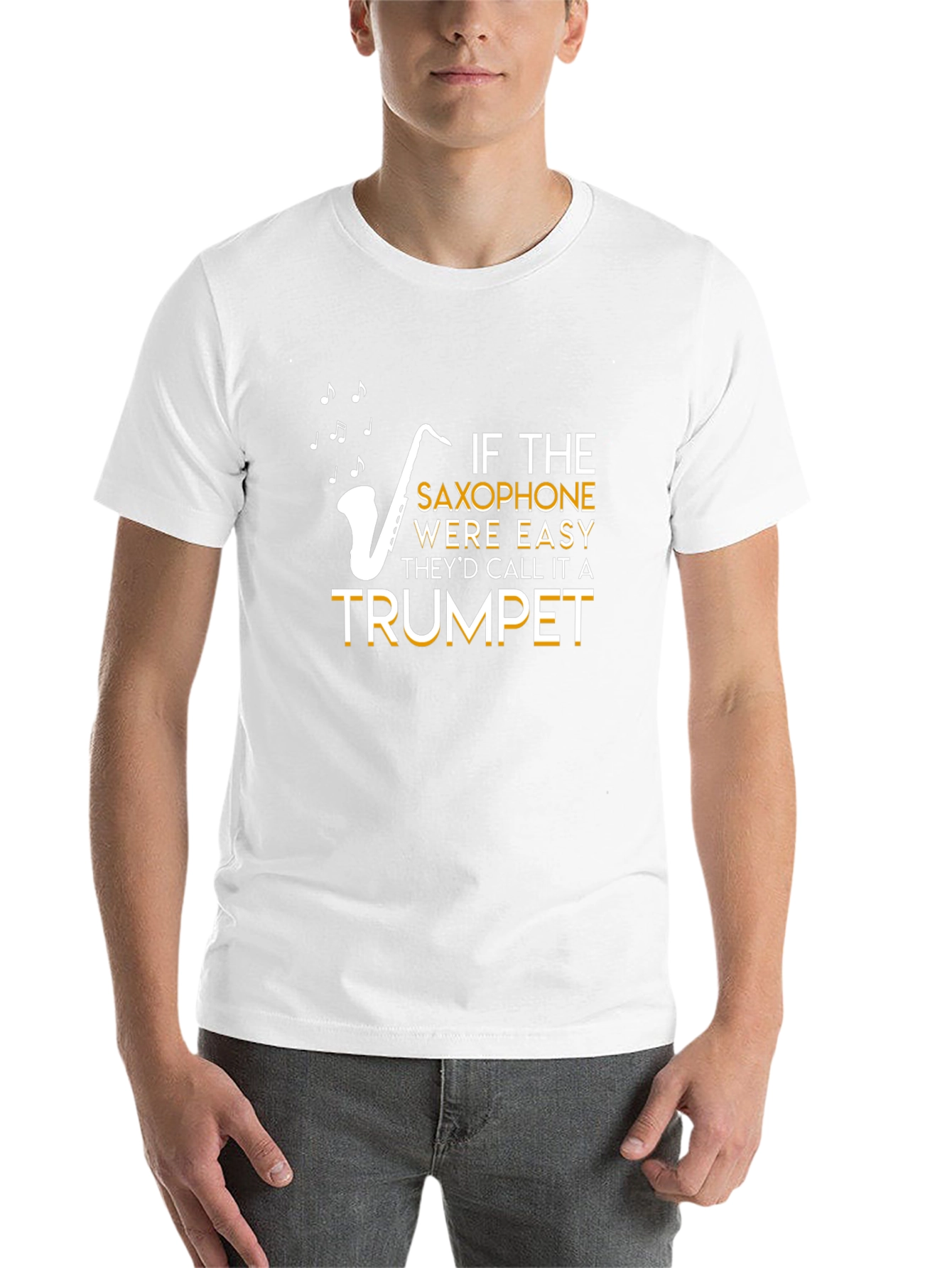 Black Saxophone Easy Trumpet T-Shirt view 14