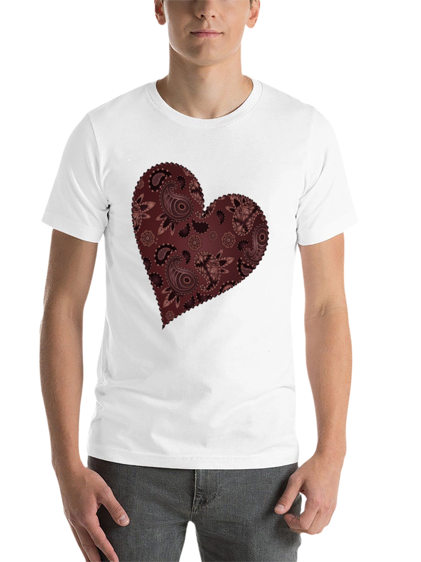Black Paisley Heart Graphic Tee - Stylish Casual Wear view 14