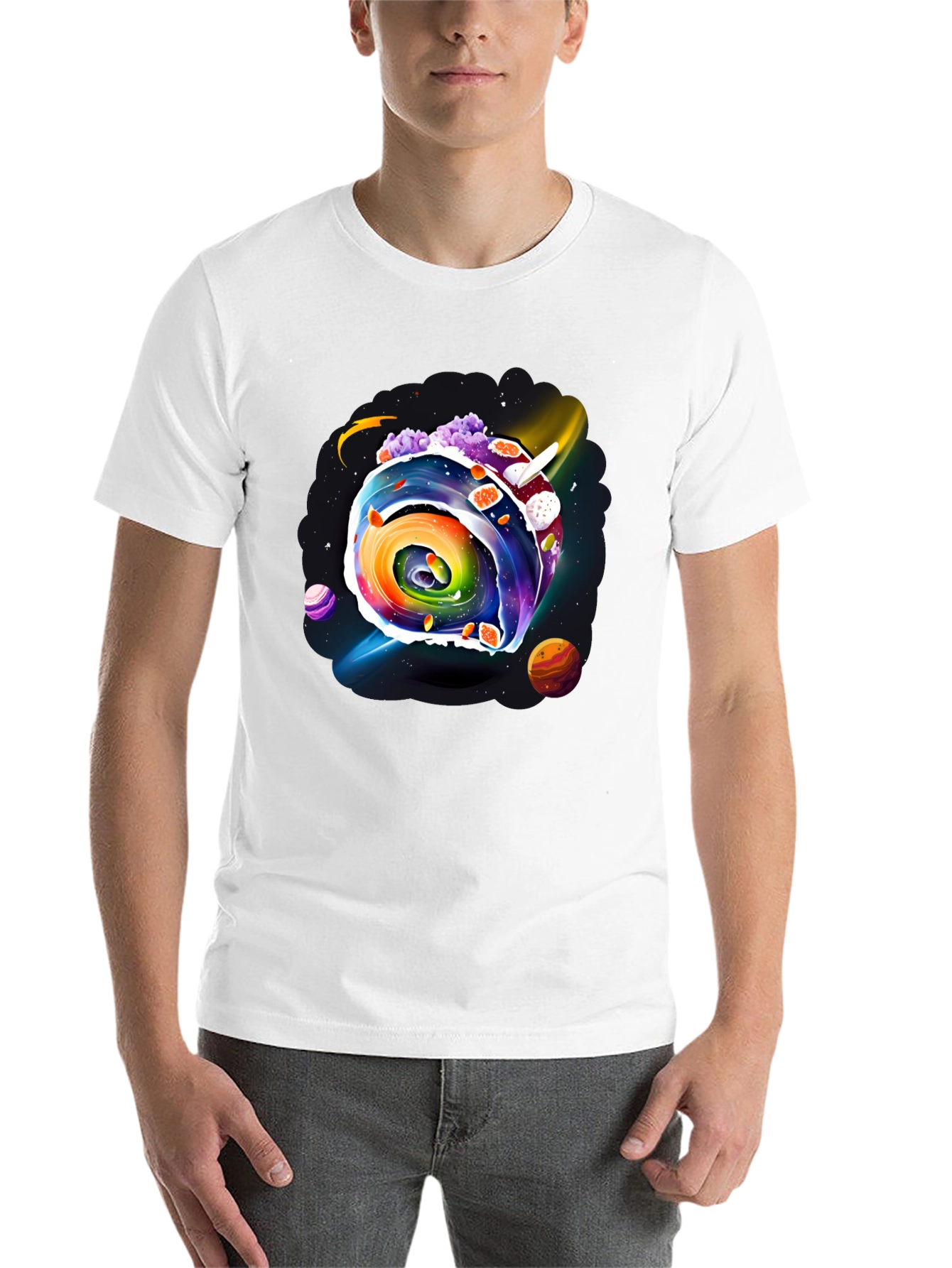 Black Colorful Galaxy Swirl Graphic Tee view 14