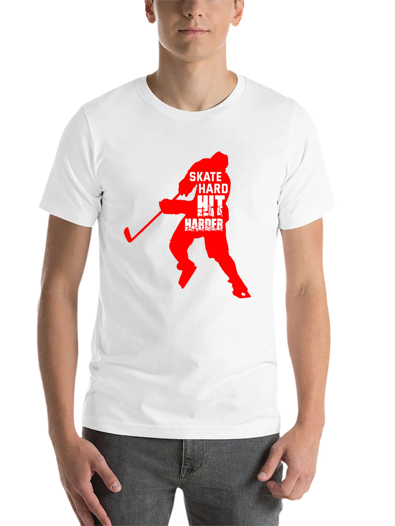 Black Hockey T-Shirt: Skate Hard, Hit Harder! view 14