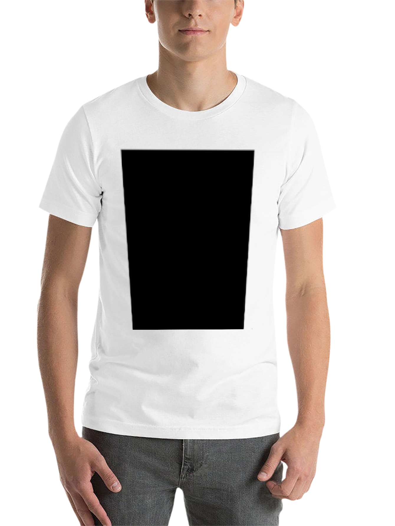 Black Men's Basic Black Short Sleeve T-Shirt view 14