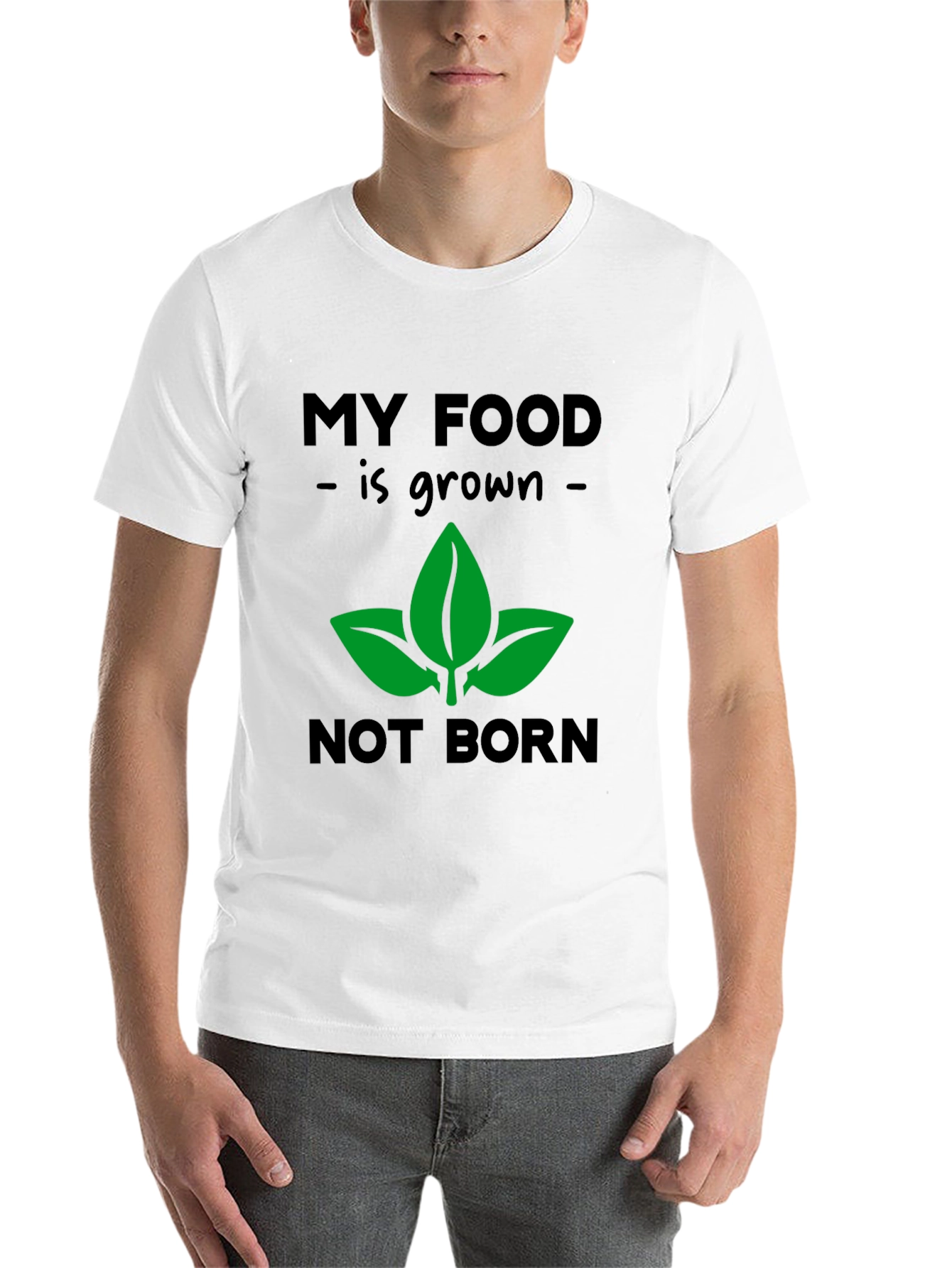 Black Vegan T-Shirt: My Food is Grown Not Born, Plant-Based Tee view 14