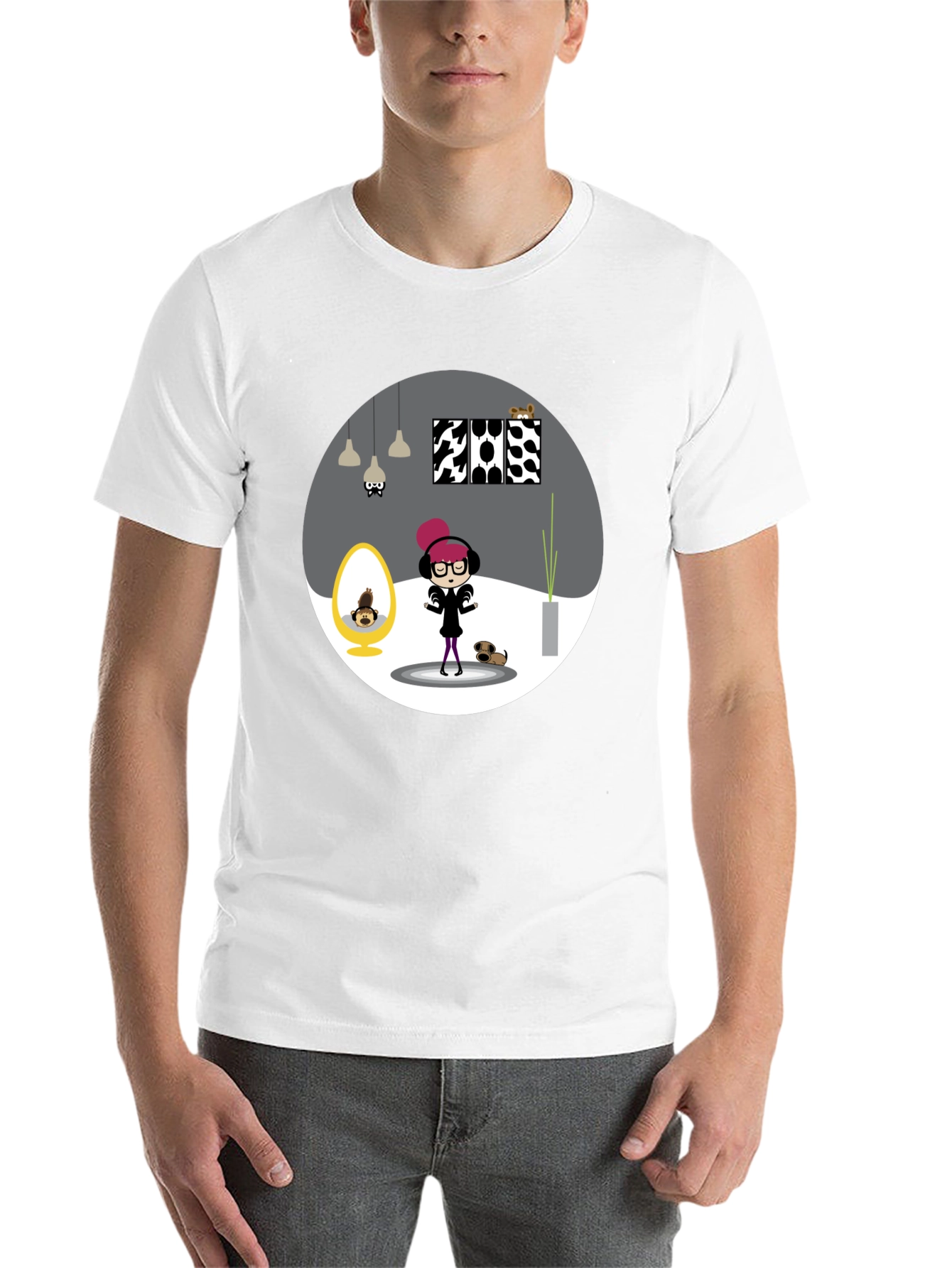 Black Cartoon Graphic Tee - Funky Room Print view 14