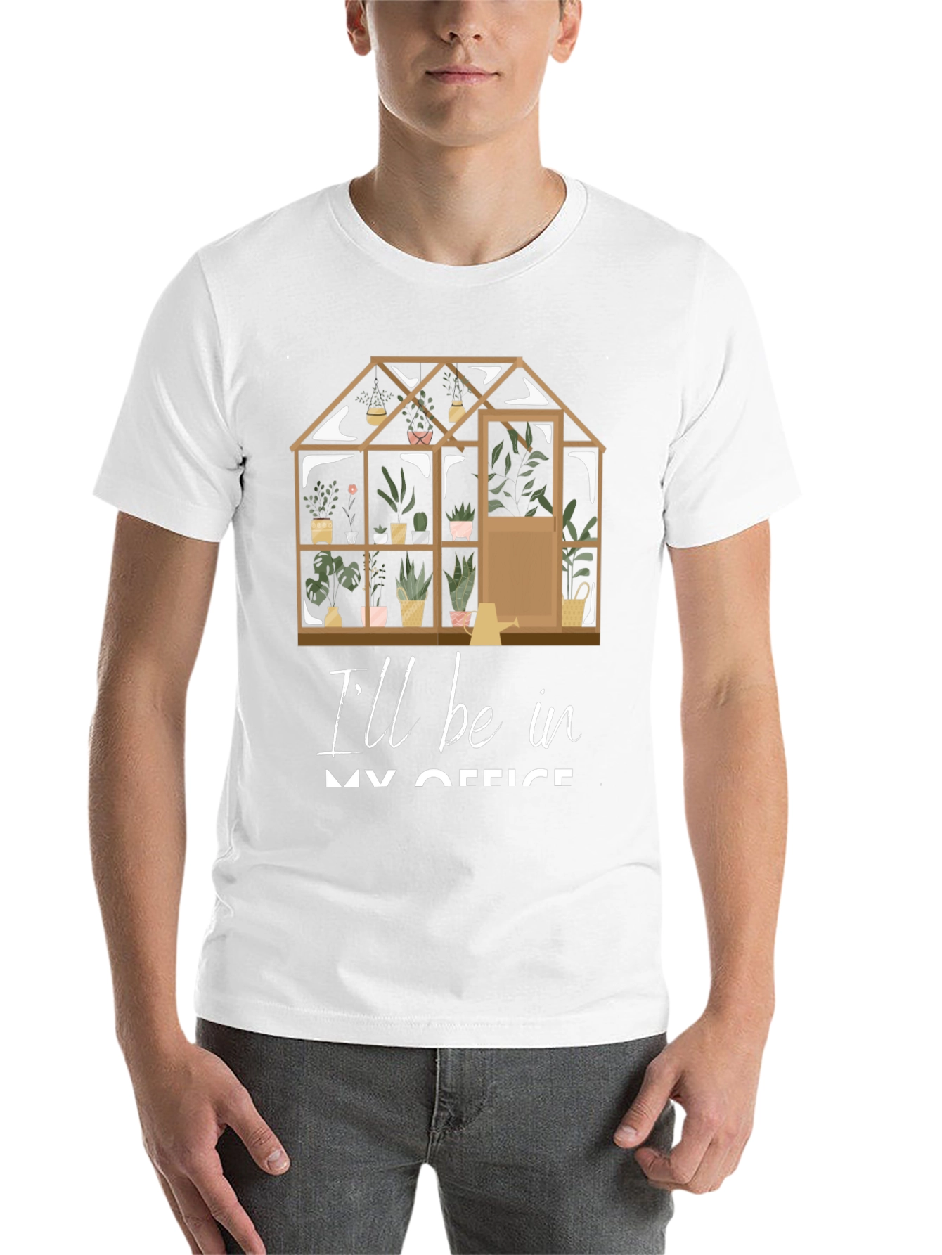 Black Gardener's Office T-Shirt: Greenhouse Design view 14