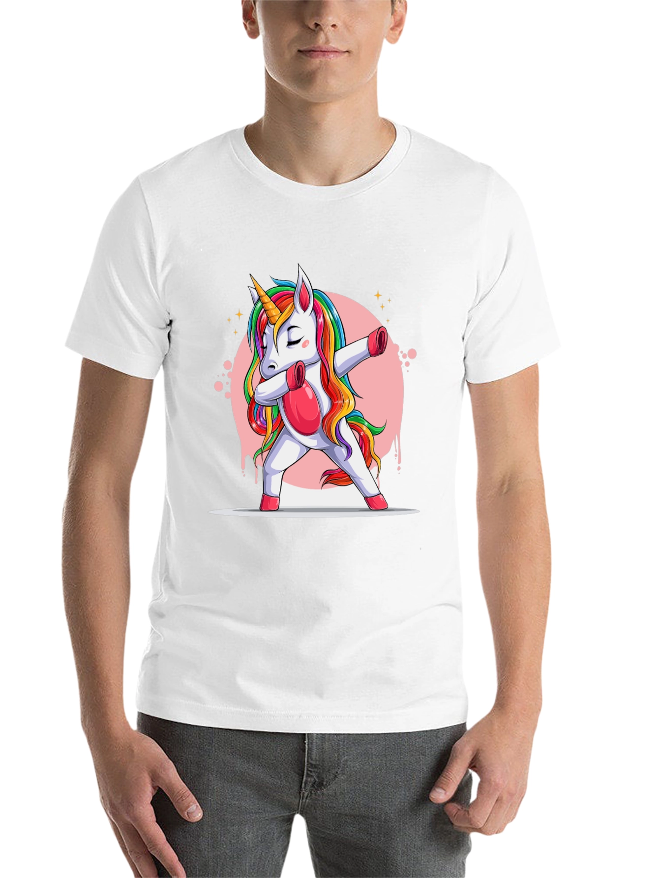 Black Dabbing Unicorn T-Shirt - Rainbow Mane Graphic Tee view 14
