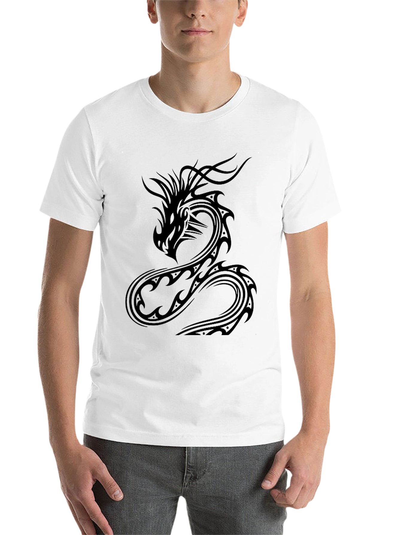 Black Dragon Graphic Tee - Black Cotton Casual Wear view 14