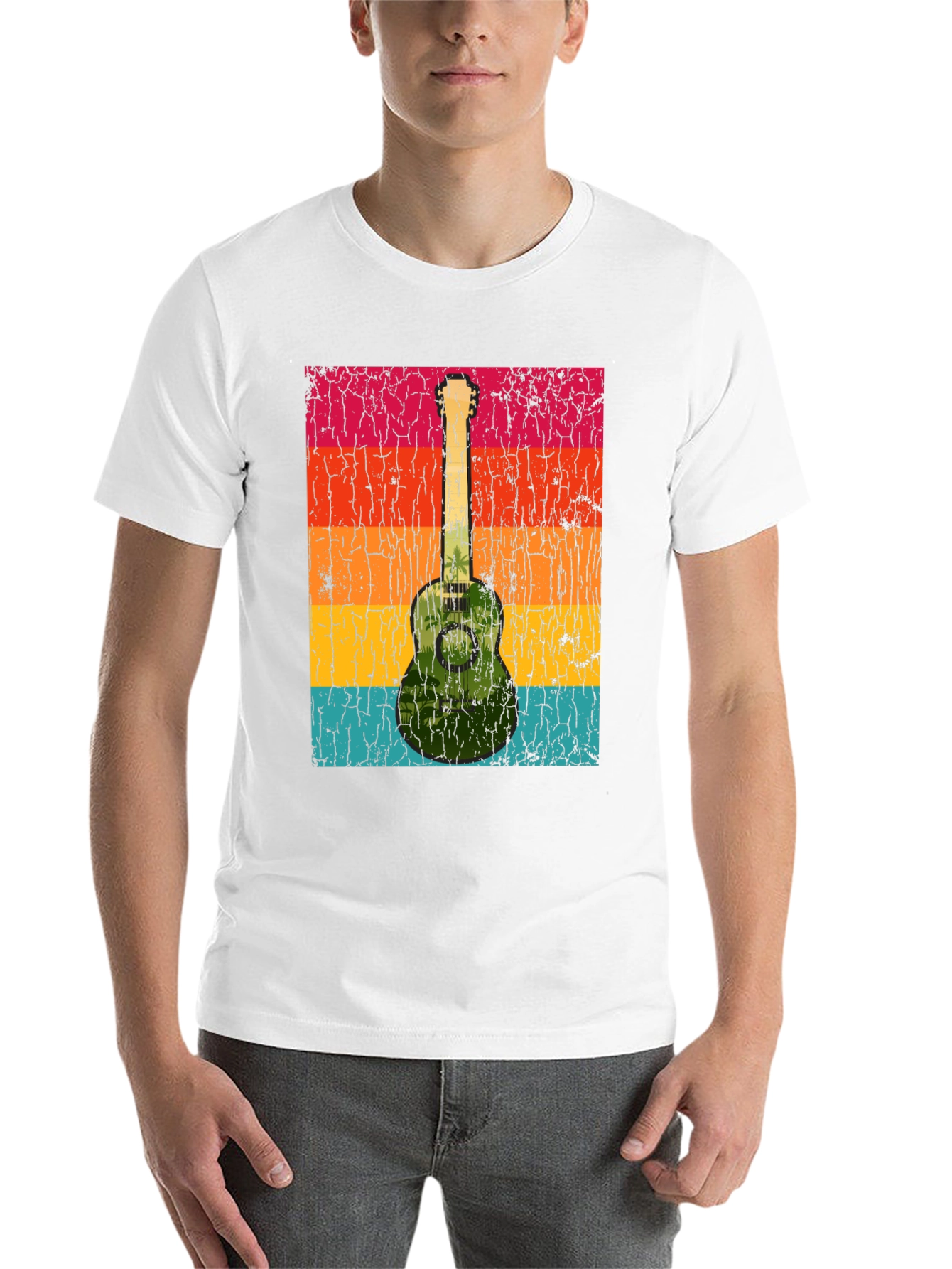 Black Retro Guitar T-Shirt - Tropical Vibes view 14