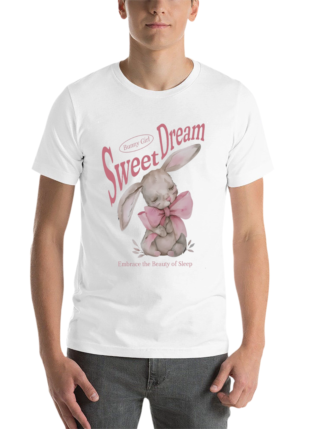Black Sweet Dream Bunny Girl Black Graphic T-Shirt view 14
