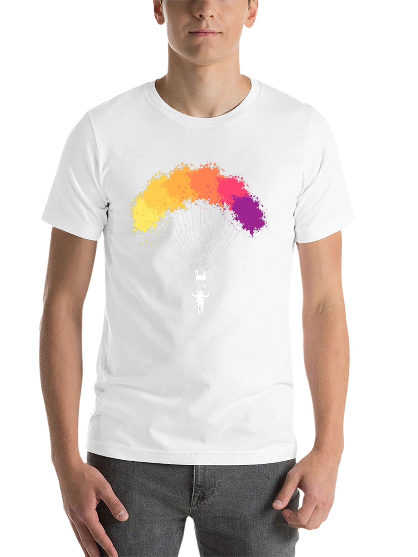 Black Parachute T-Shirt - Vibrant Colorful Design view 14