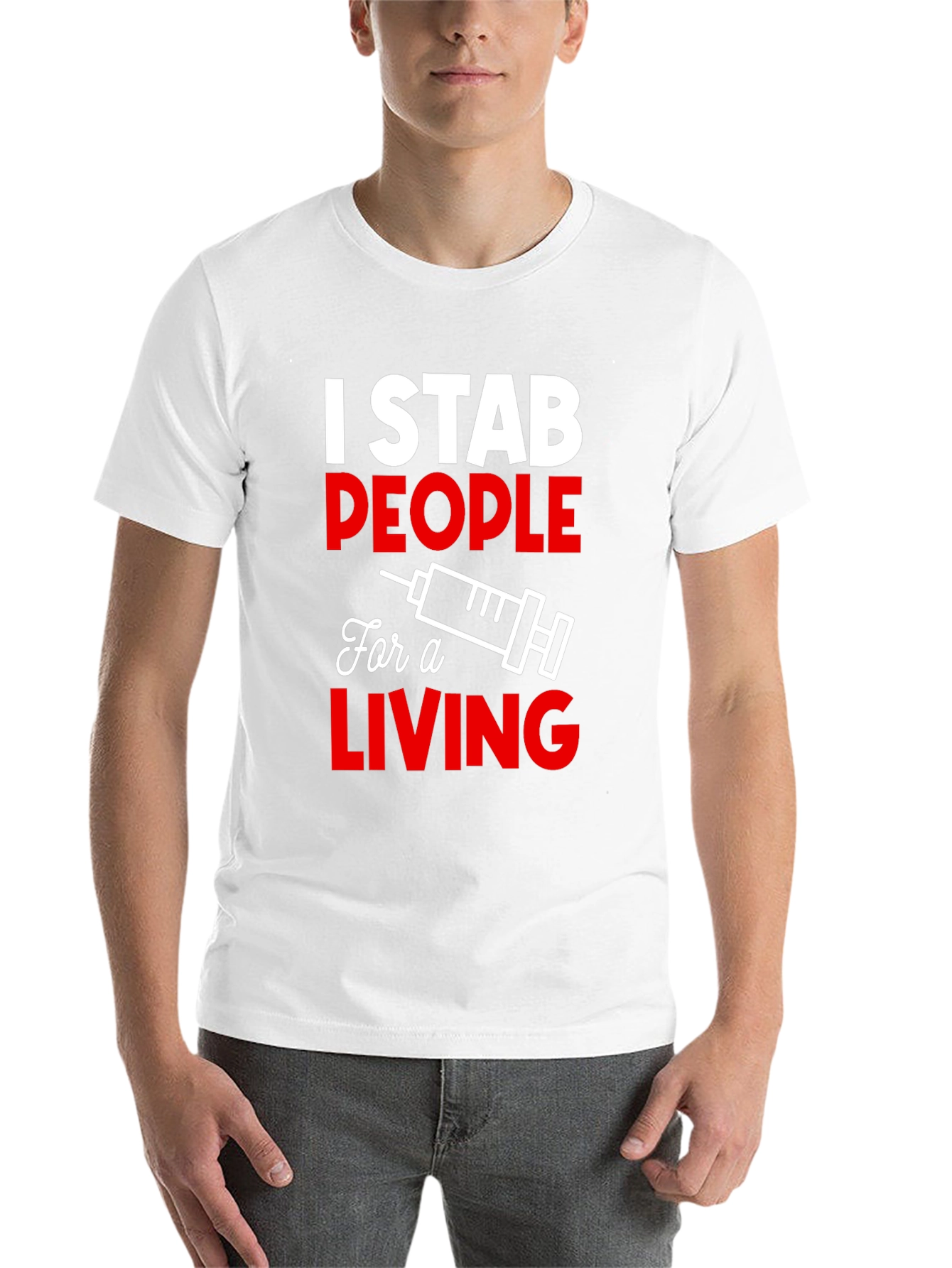 Black I Stab People For a Living T-Shirt - Funny Nurse Tee view 14