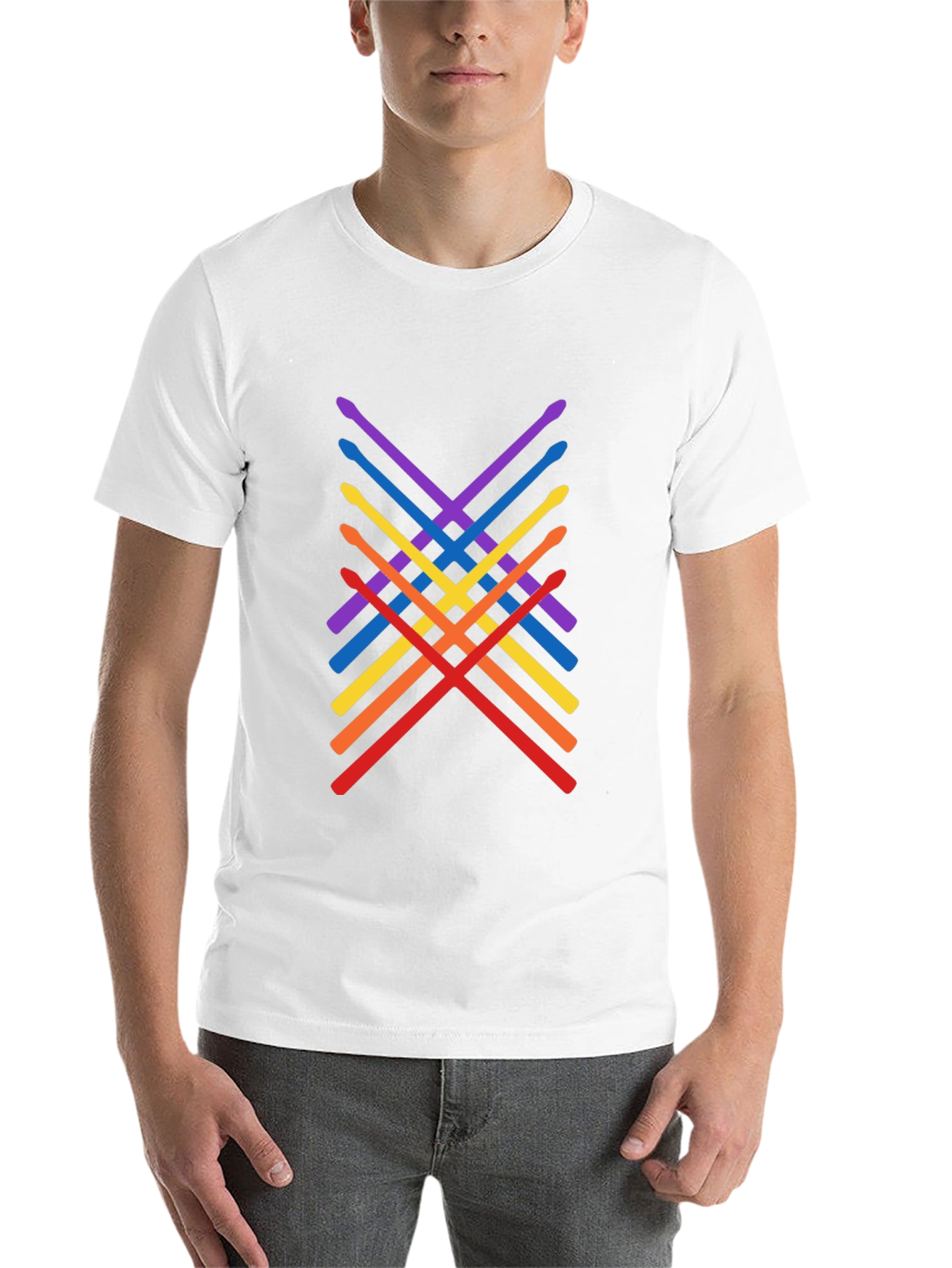 Black Rainbow Drumsticks Graphic Tee - Music Lover Shirt view 14