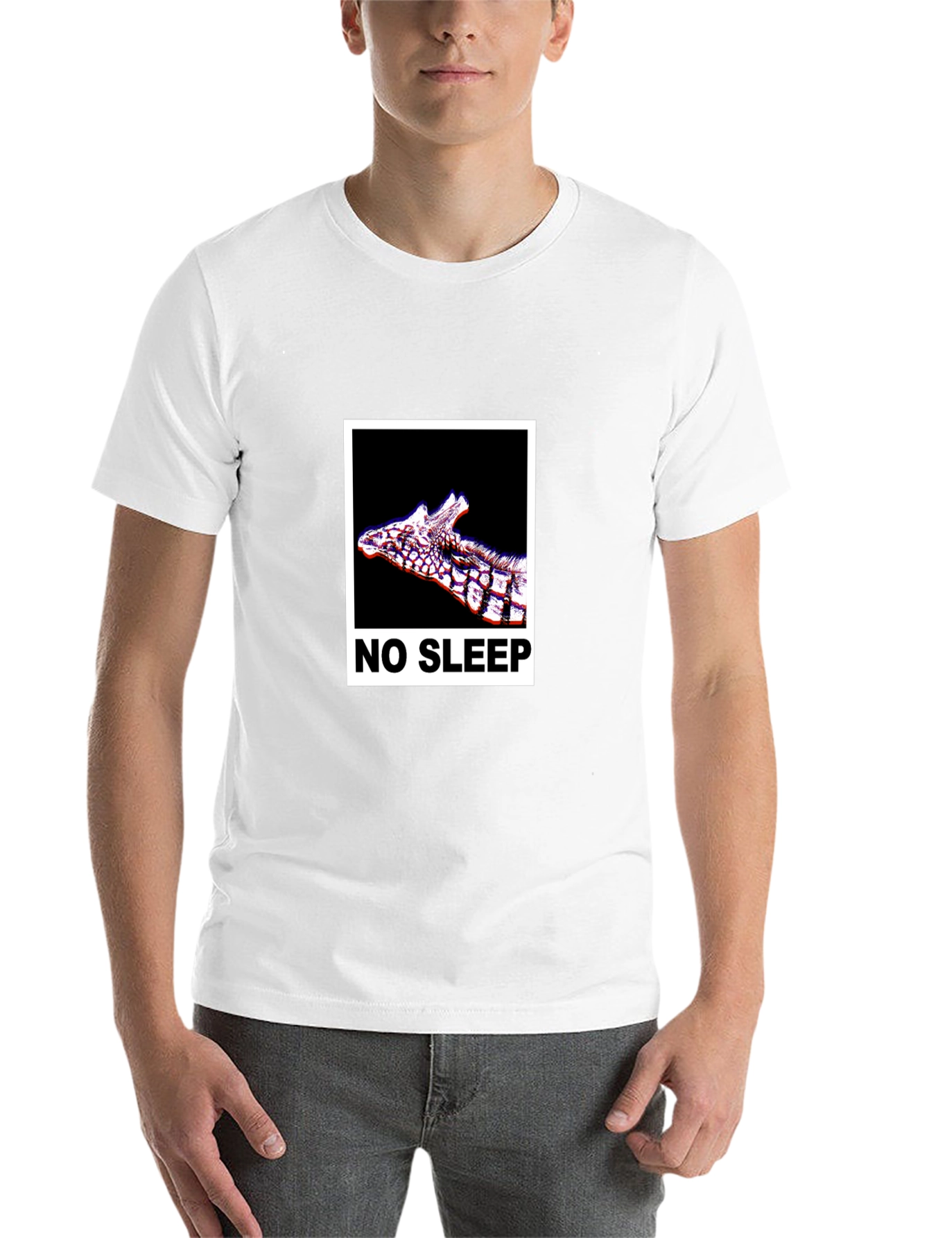 Black No Sleep Giraffe Graphic Tee - Black Cotton T-Shirt view 14
