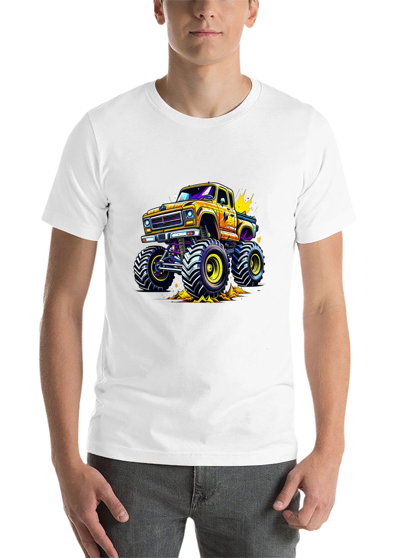 Black Monster Truck Graphic T-Shirt - Bold Cartoon Design view 14