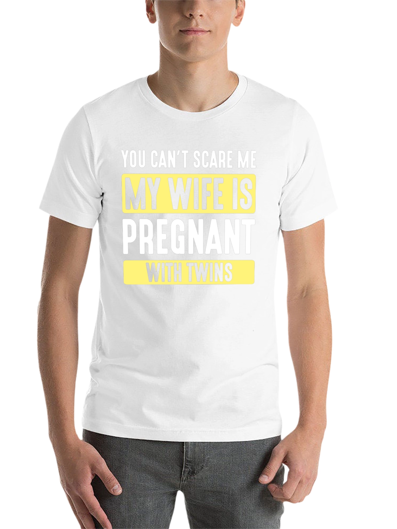 Black Funny Pregnancy T-Shirt: You Can't Scare Me - Twins! view 14