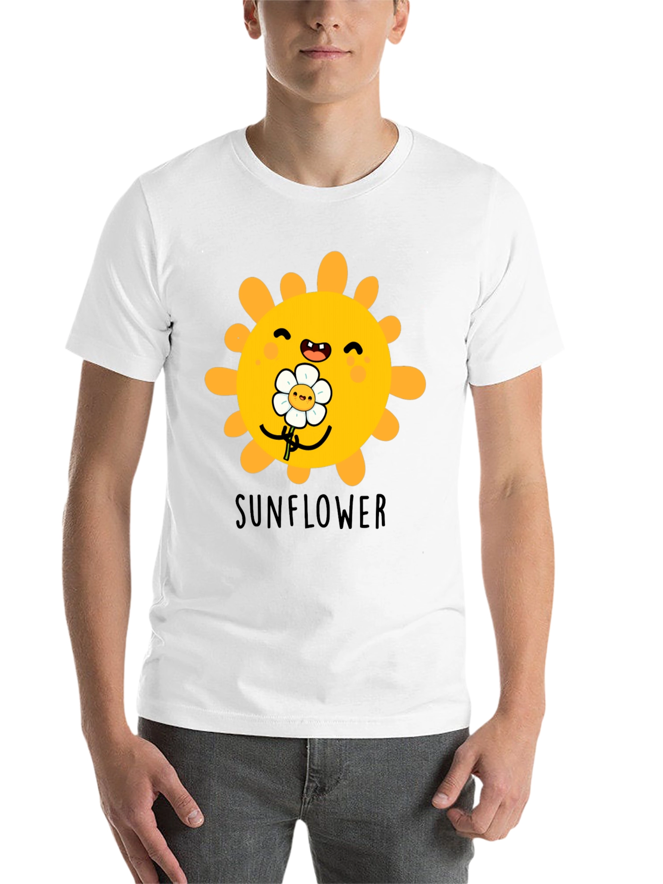 Black Cute Sunflower Graphic T-Shirt - Black view 14