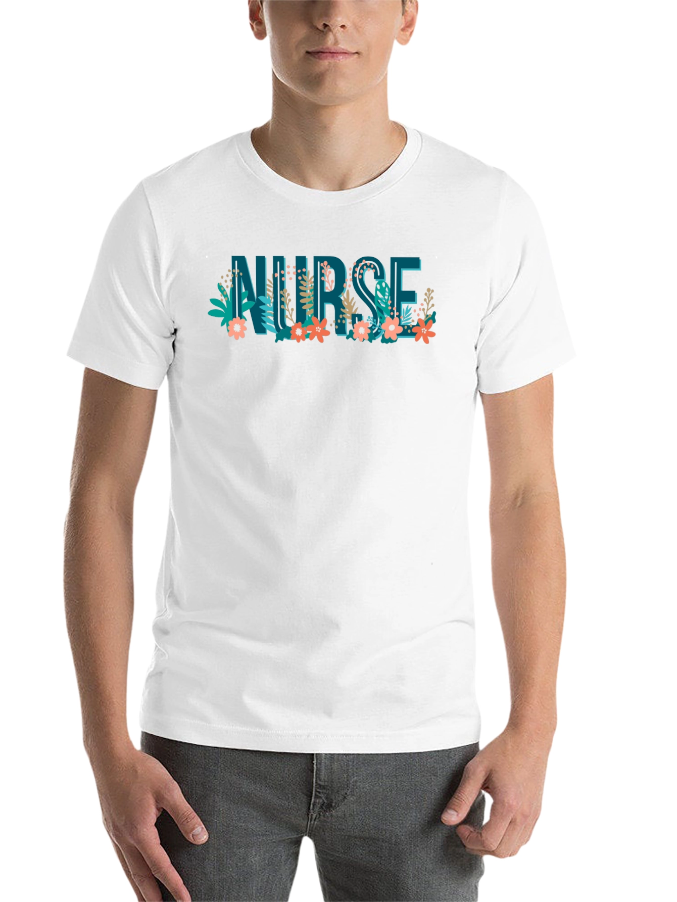 Black Floral Nurse Graphic T-Shirt - Comfort and Style view 14