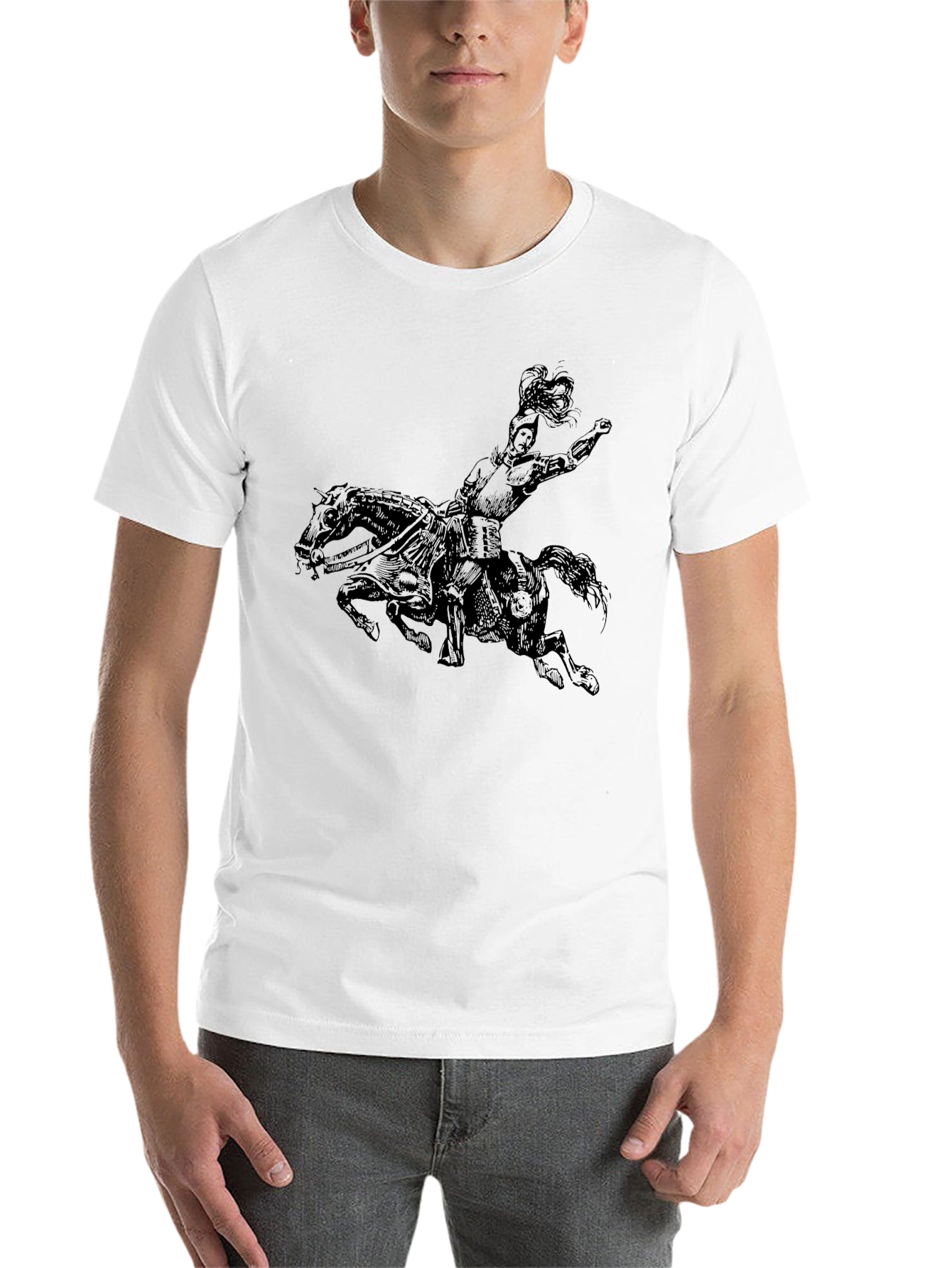 Black Equestrian Knight Graphic Tee - Black view 14