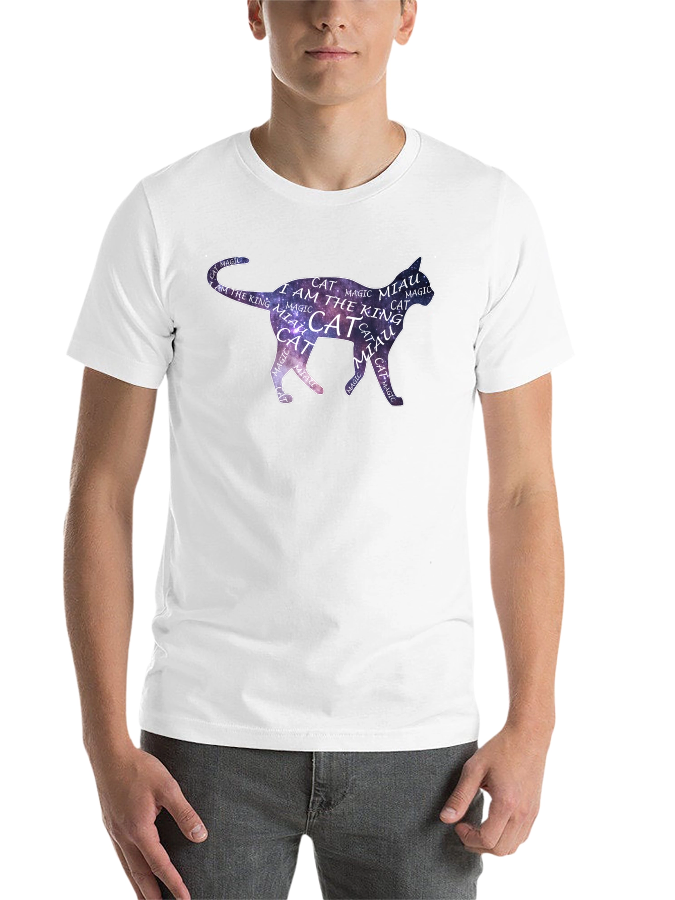 Black Cosmic Cat T-Shirt - Magical Feline Design view 14
