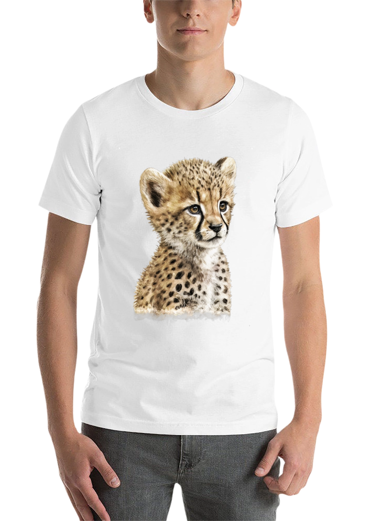Black Cheetah Cub Graphic Black T-Shirt view 14