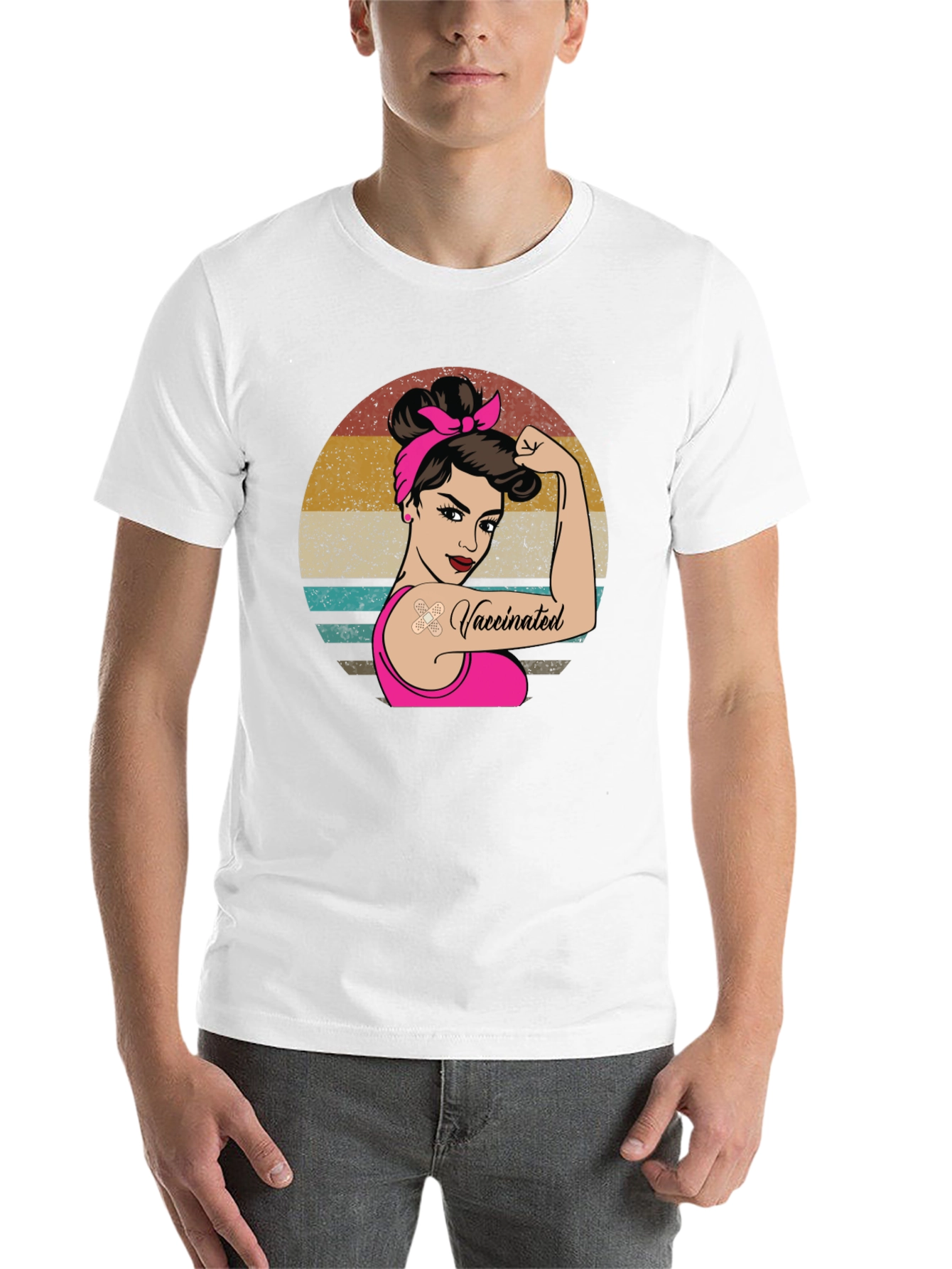 Black Vaccinated Woman Graphic Tee - Retro Design view 14