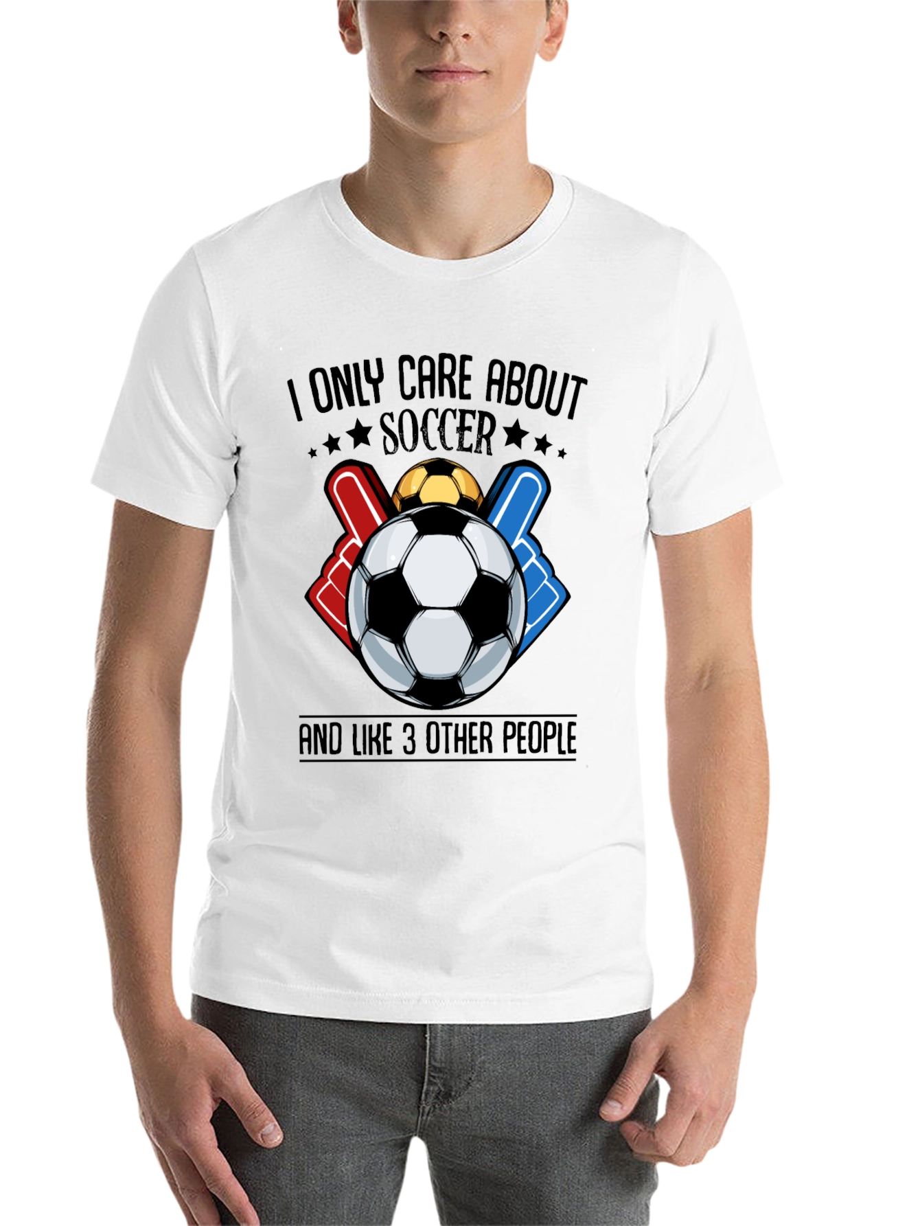 Black Soccer Fan Graphic Tee - I Only Care About Soccer T-Shirt view 14