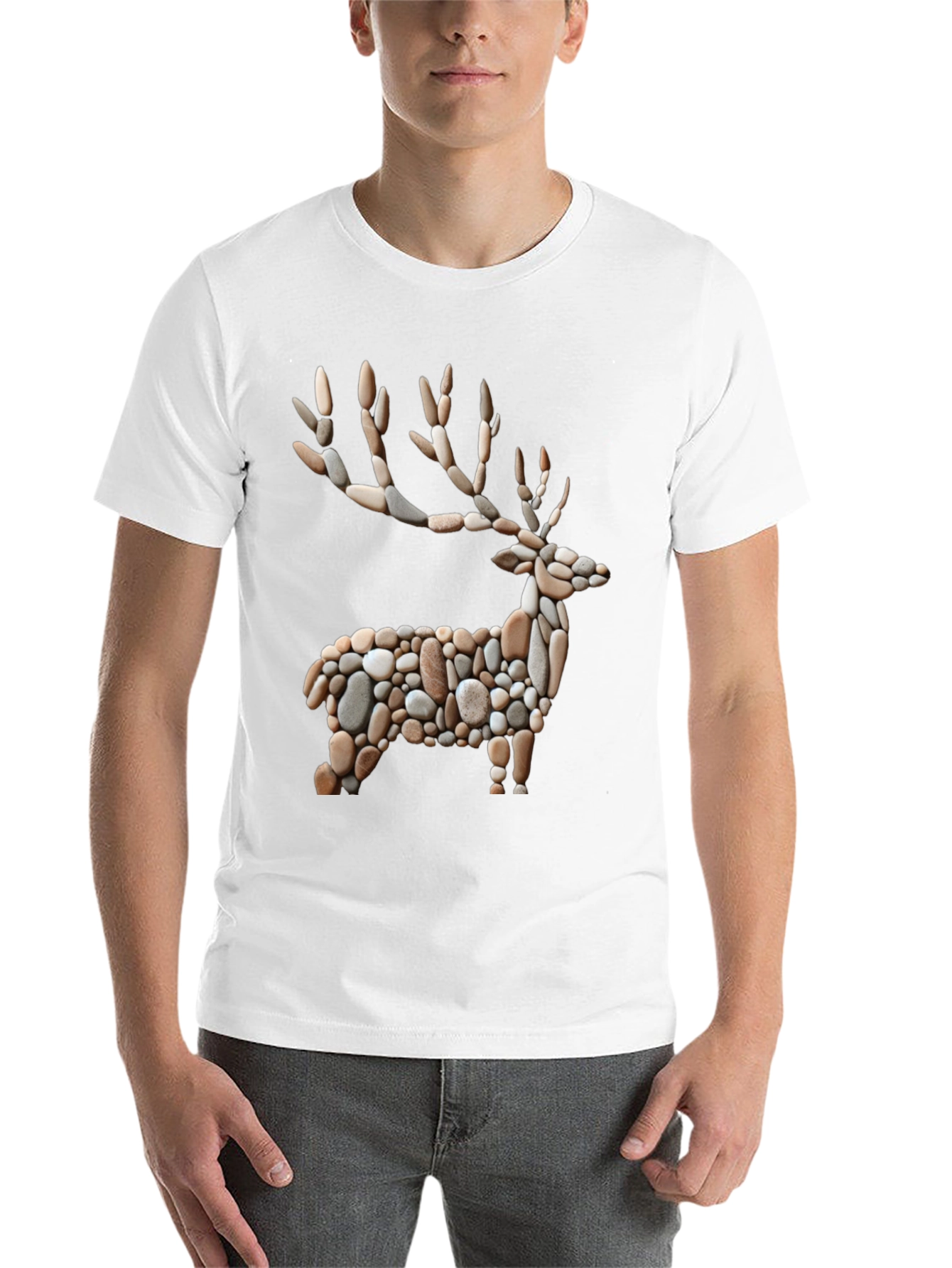 Black Stone Deer Graphic Tee - Unique Nature Inspired Design view 14
