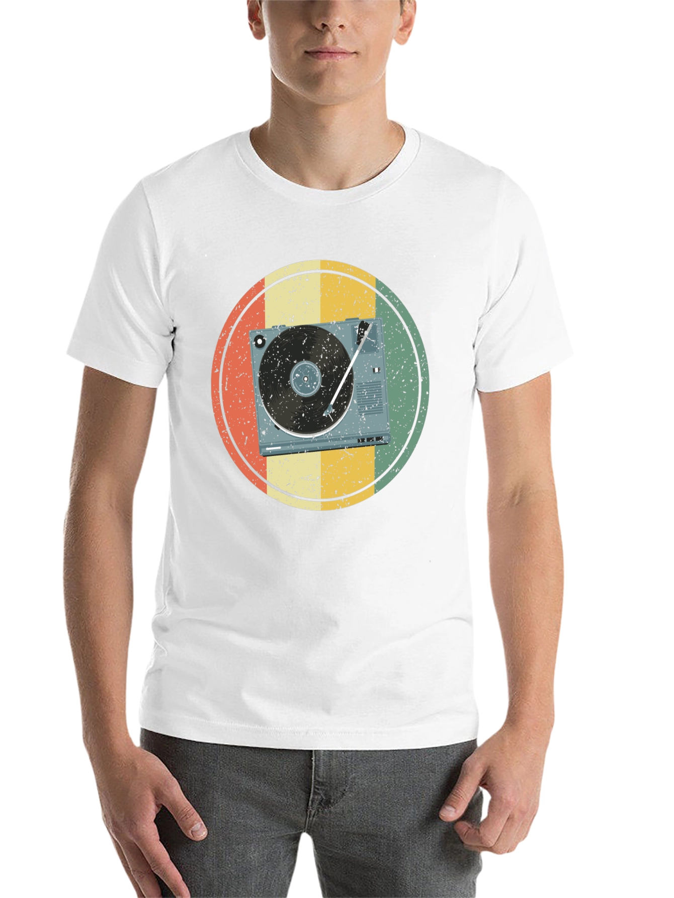 Black Retro Turntable Graphic T-Shirt view 14