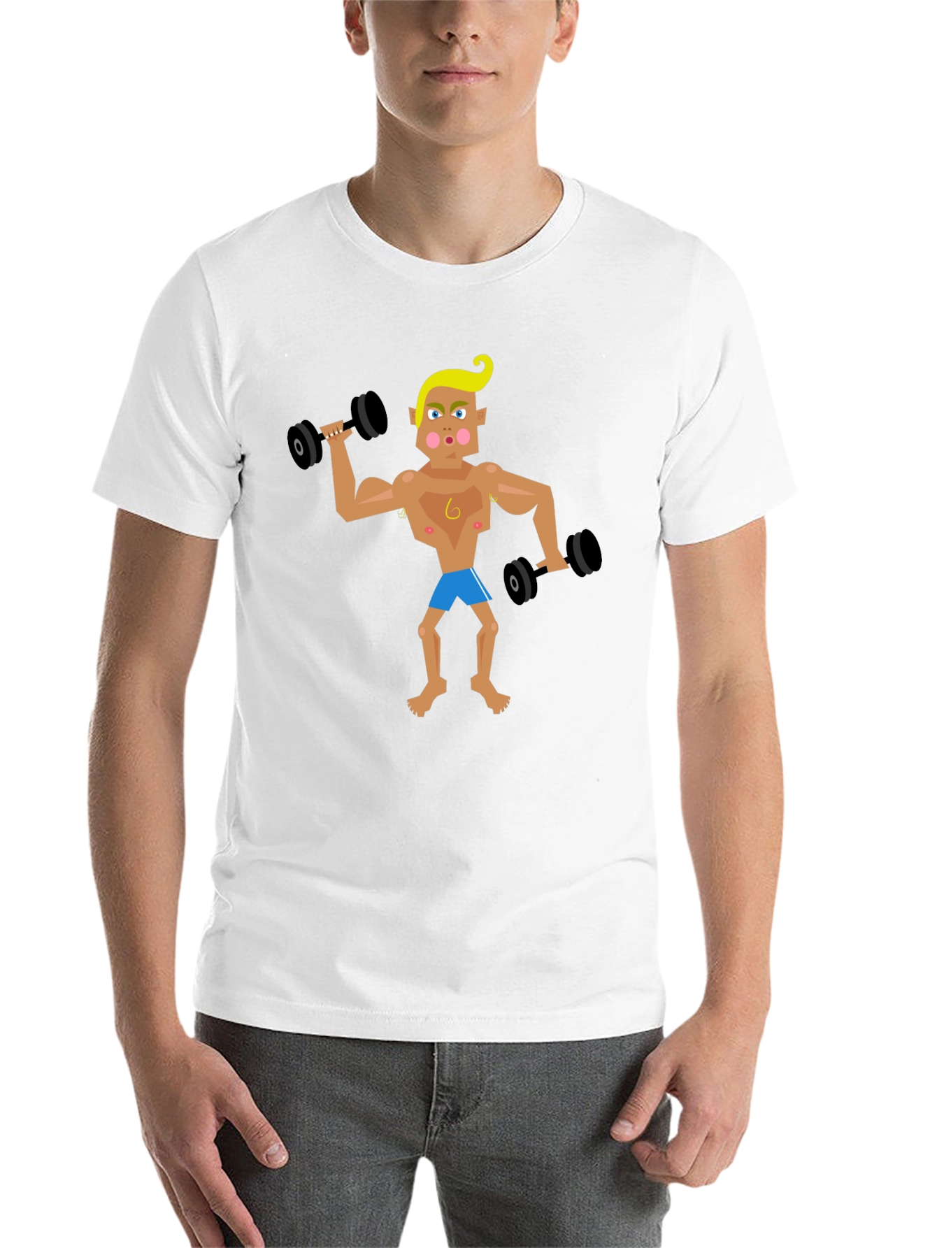 Black Cartoon Gym Bro T-Shirt view 14