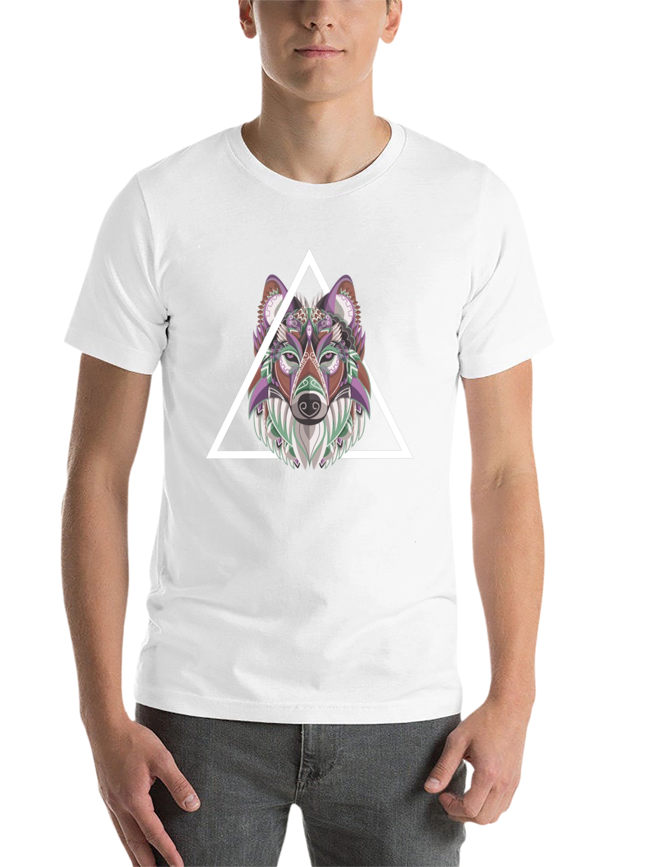 Black Geometric Wolf T-Shirt - Modern Graphic Tee view 14
