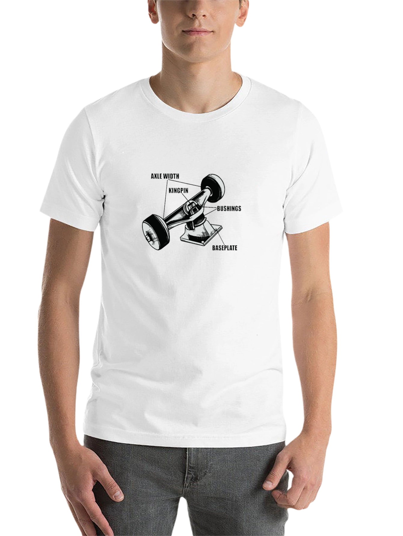 Black Skateboard Truck Diagram T-Shirt - Black view 14