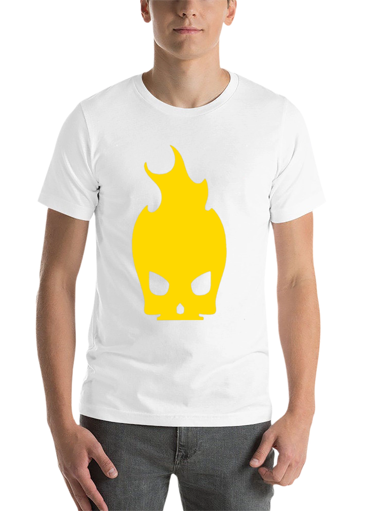 Black Fiery Skull Graphic Tee - Black Cotton Blend view 14