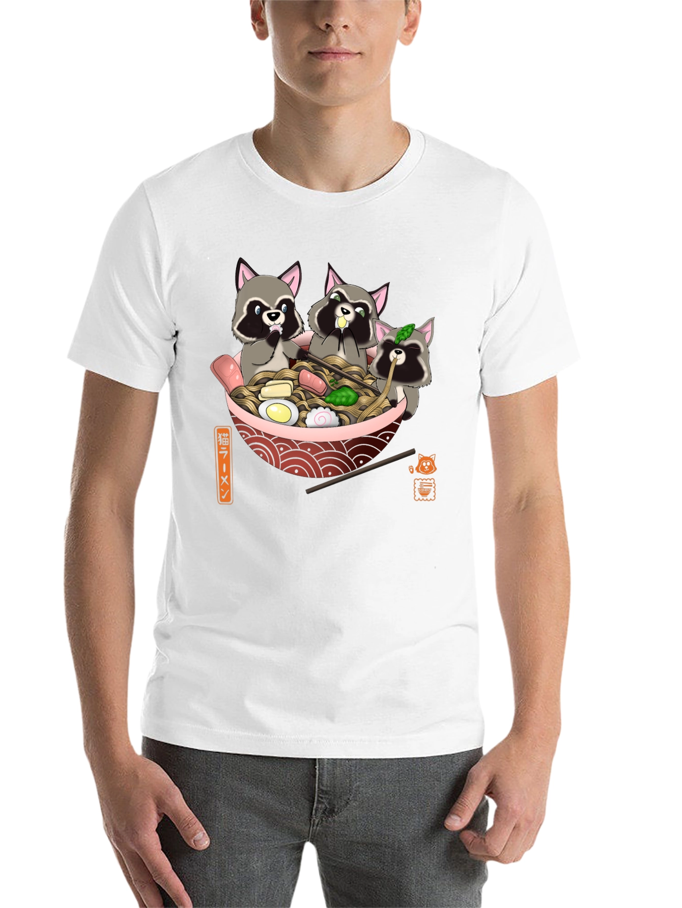 Black Raccoon Ramen T-Shirt - Cute Graphic Tee view 14