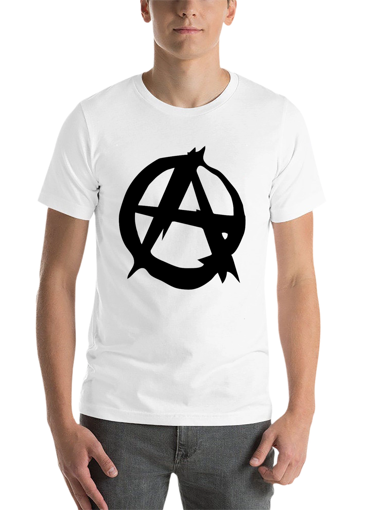 Black Anarchy Symbol Graphic Tee - Classic Black T-Shirt view 14