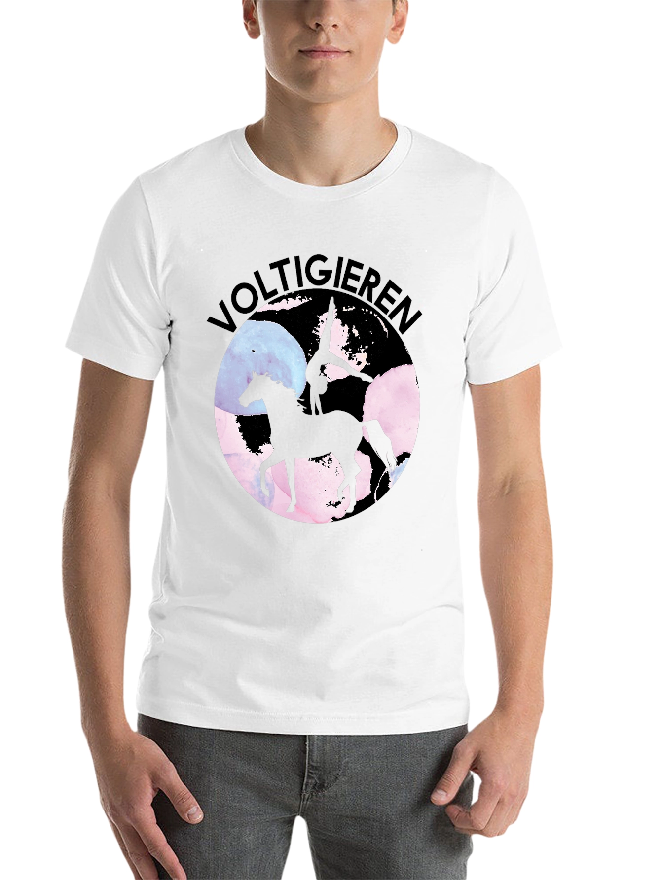 Black Voltigieren Horse T-Shirt - Equestrian Art Tee view 14