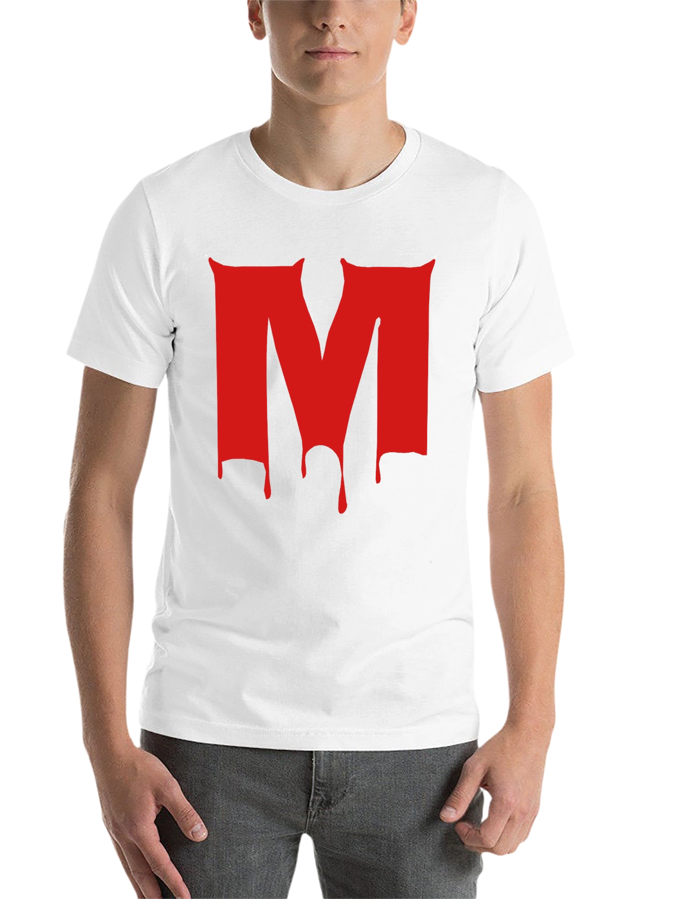 Black Red Dripping M Letter Black T-Shirt view 14