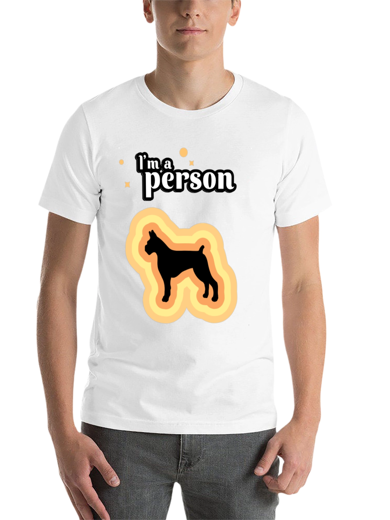 Black I'm a Person Dog Silhouette Black T-Shirt view 14