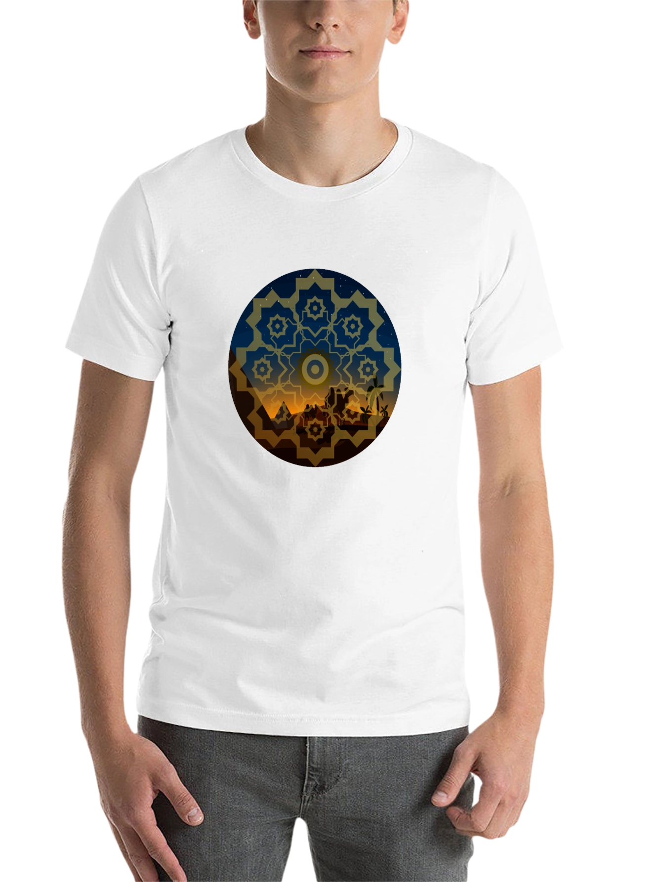Black Desert Night Mandala Graphic Tee - Black view 14