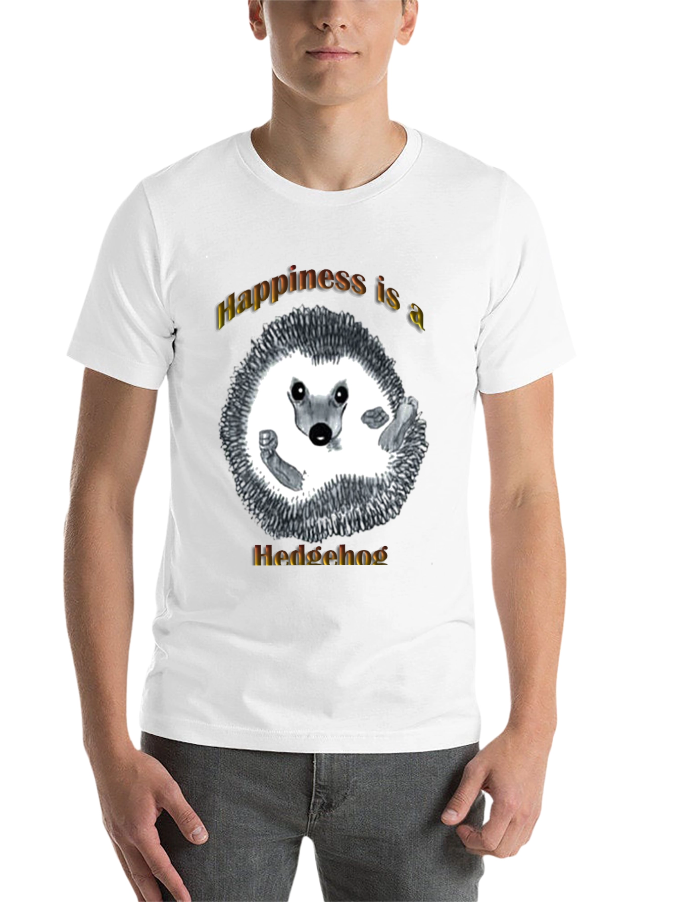 Black Happiness Hedgehog Graphic T-Shirt - Black view 14