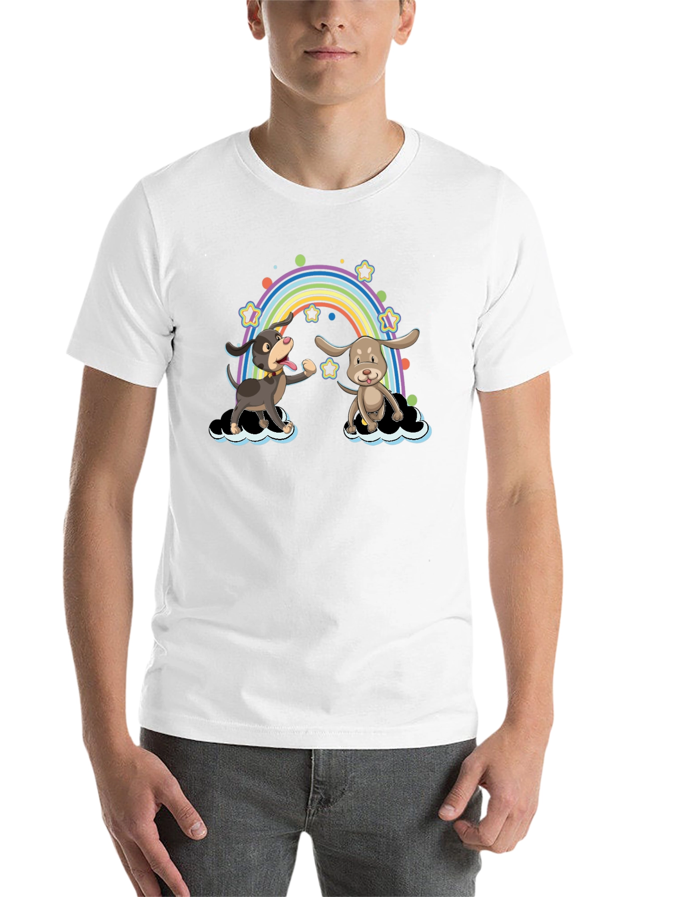Black Rainbow Dog T-Shirt - Cute Cartoon Design view 14