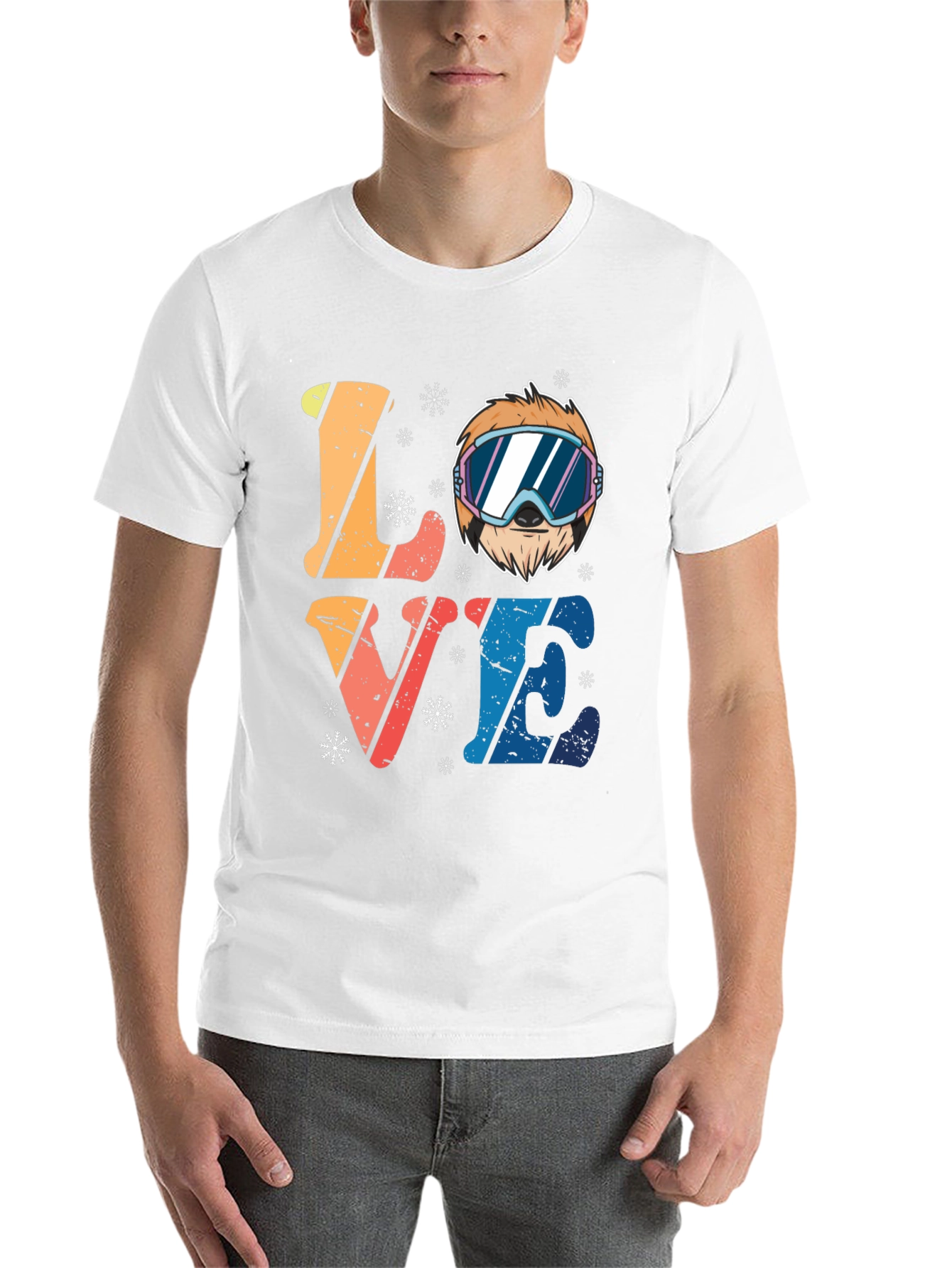 Black Ski Sloth 'Love' Graphic Tee - Winter Fun view 14