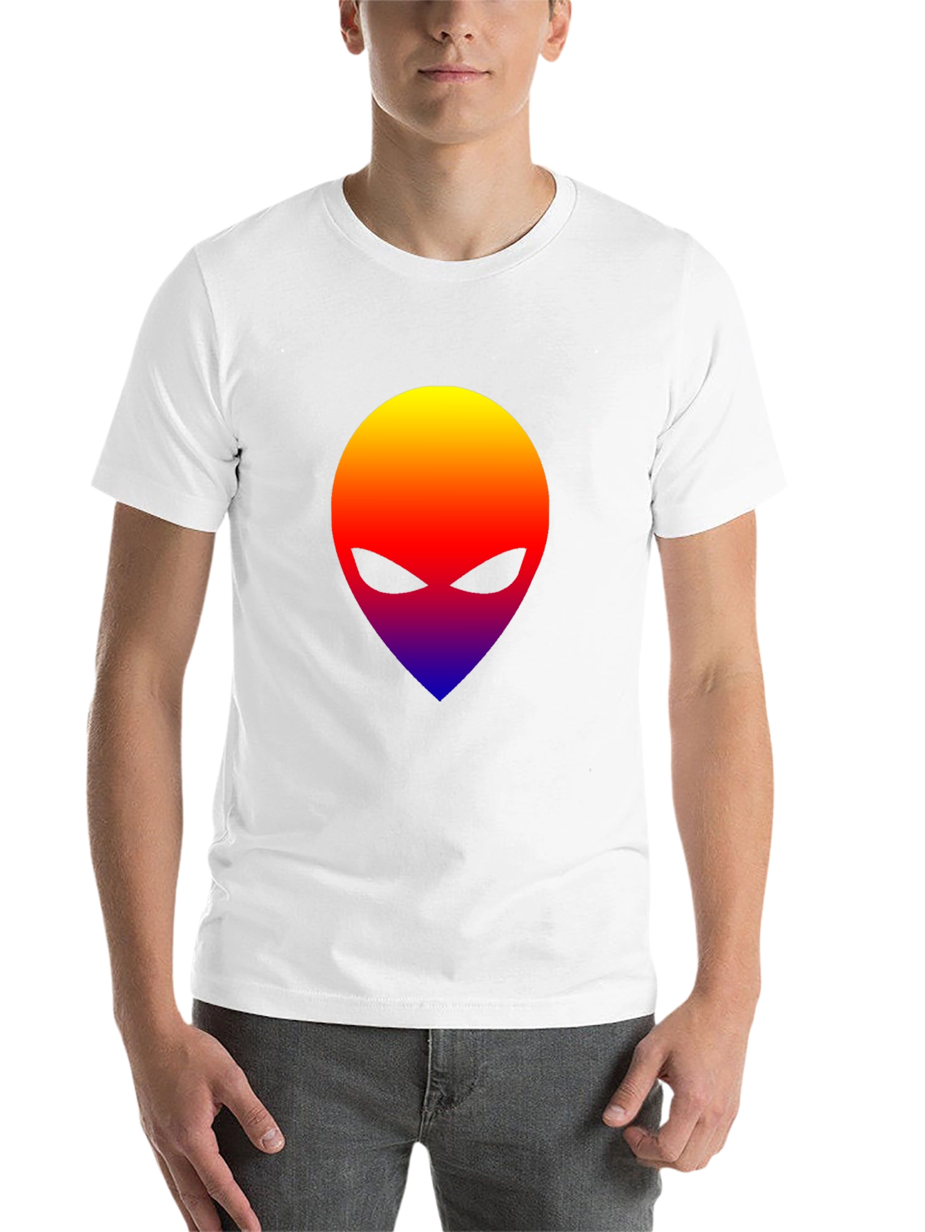 Black Alien Head Graphic T-Shirt - Gradient Design view 14