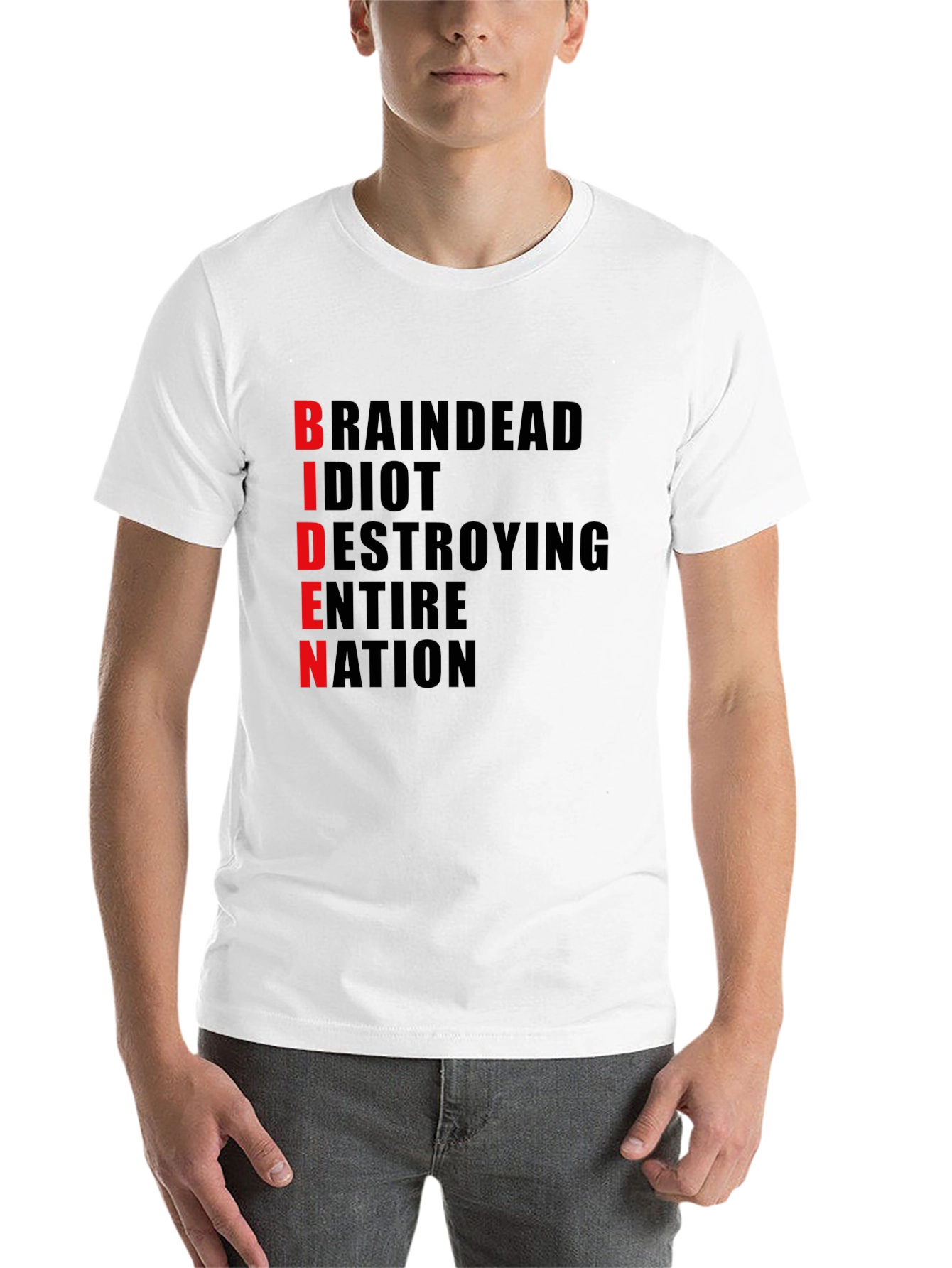 Black Anti-Biden T-Shirt - "BRAINDEAD" Design - Political Statement Tee view 14