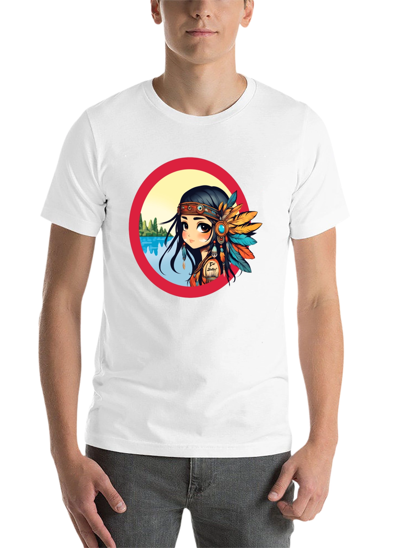 Black Cartoon Native American Girl Graphic Tee view 14
