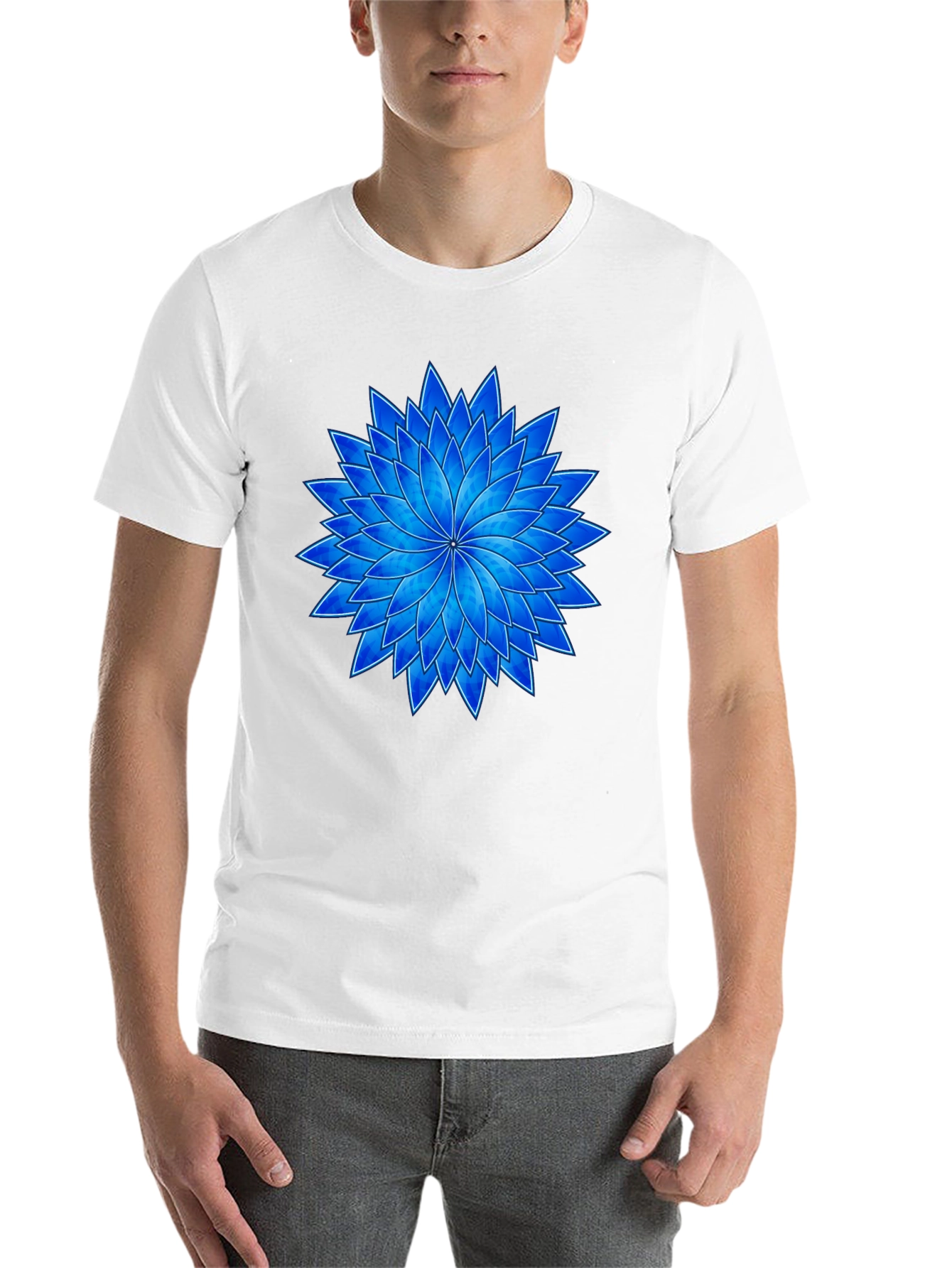 Black Blue Flower Graphic Black T-Shirt view 14