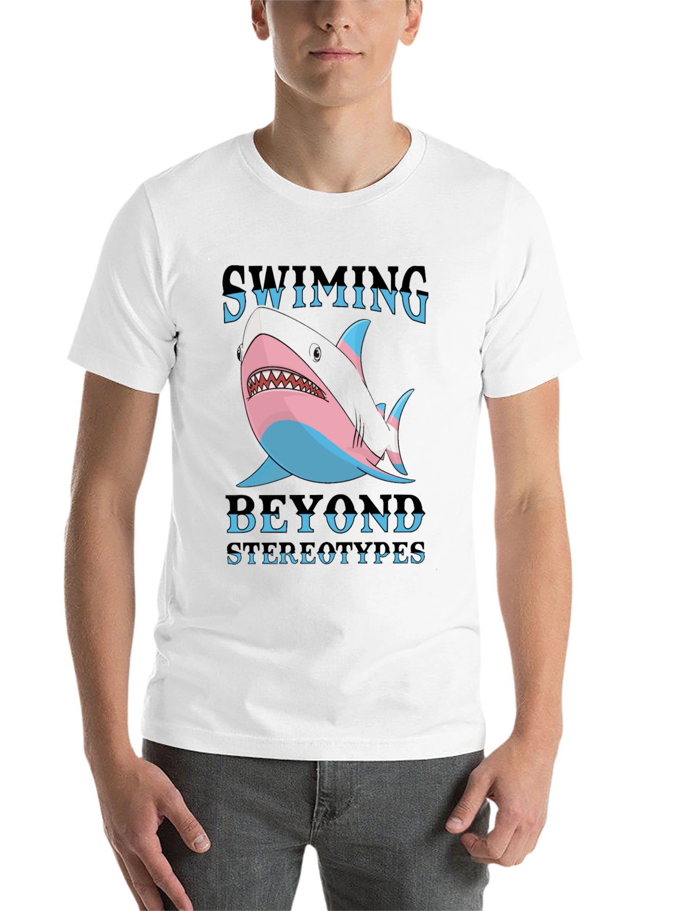 Black Swimming Beyond Stereotypes Shark T-Shirt view 14