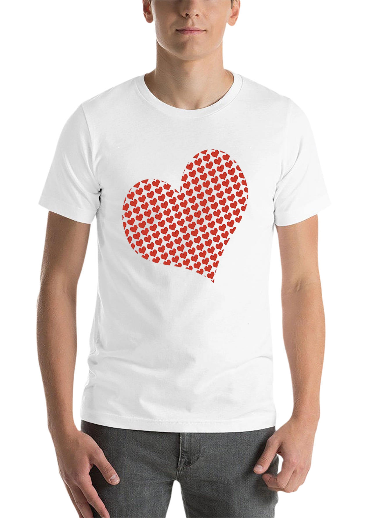 Black Heart Pattern Black T-Shirt view 14