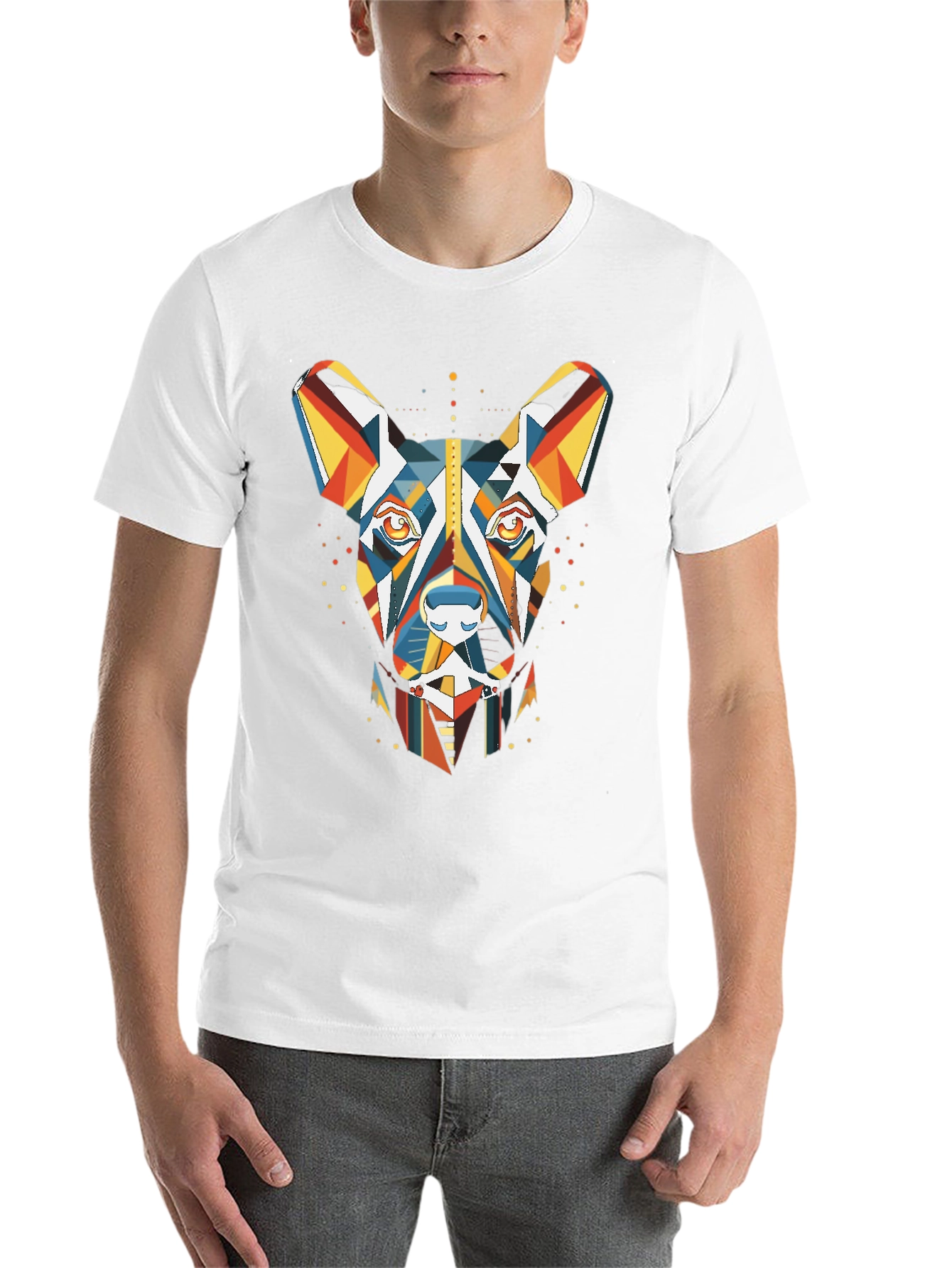 Black Geometric Dog Graphic Tee - Modern Art Shirt view 14