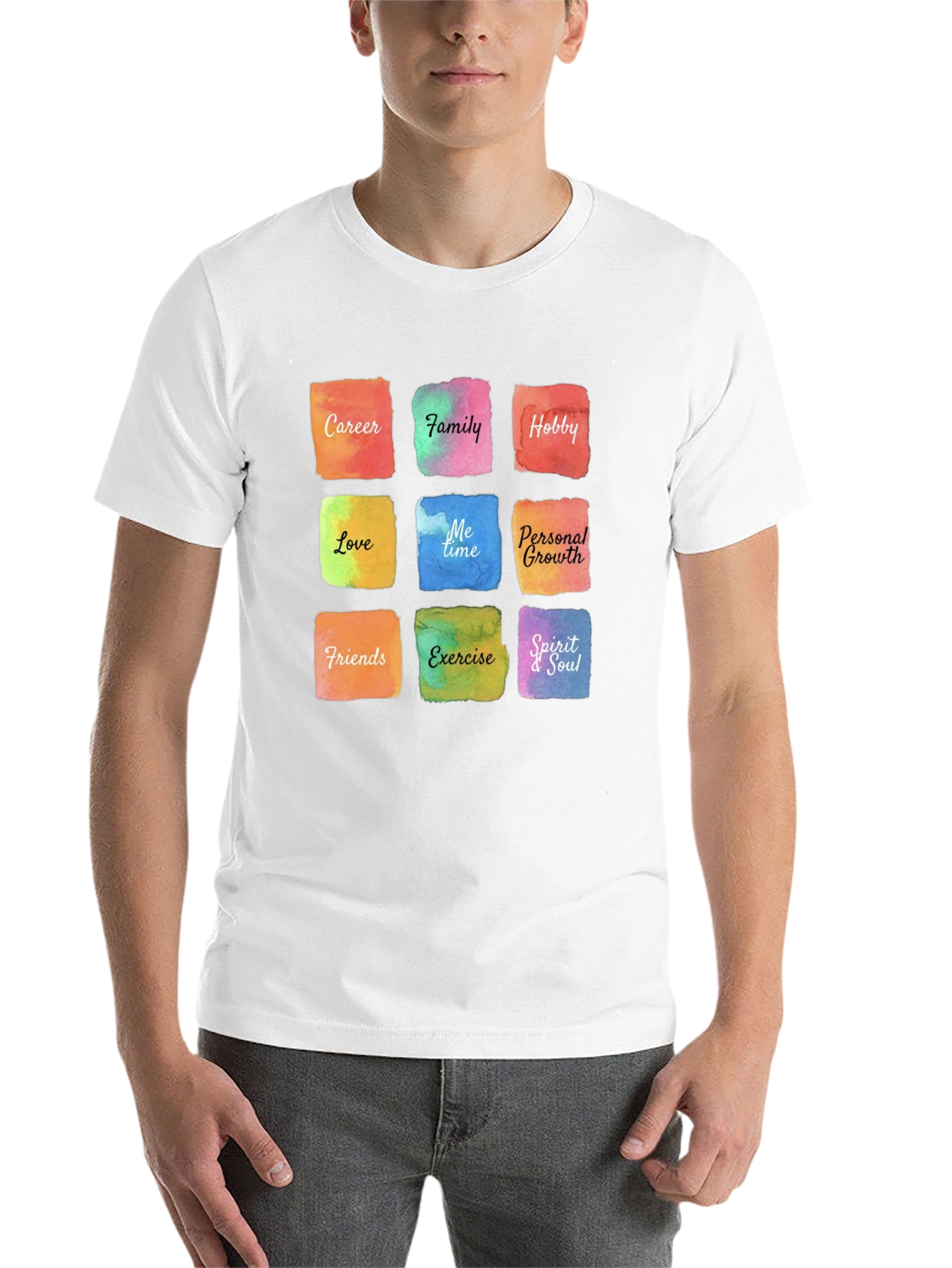 Black Mindful Life T-Shirt - Watercolor Balance Design view 14