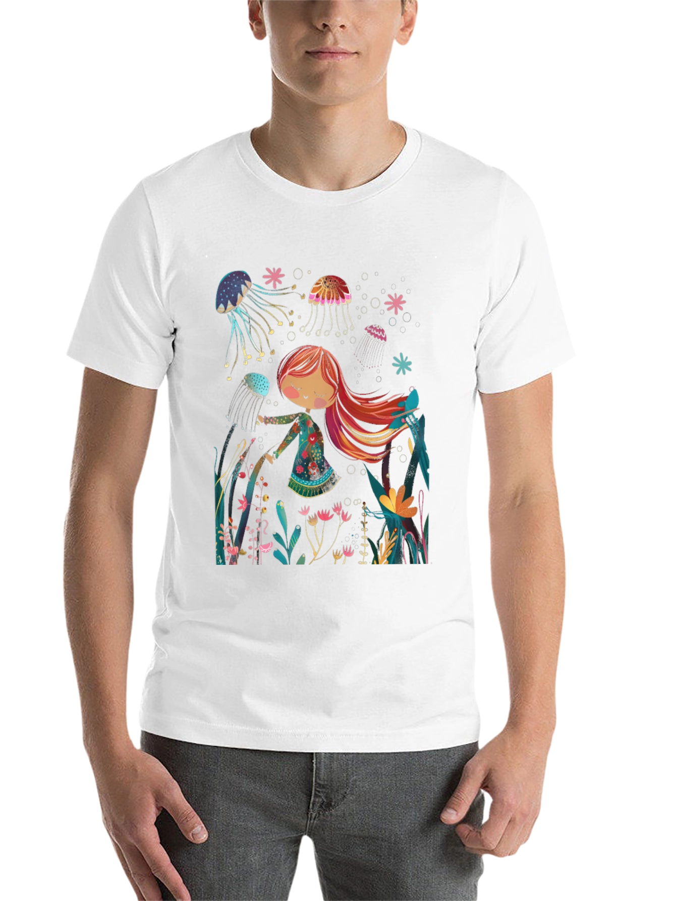 Black Whimsical Jellyfish T-Shirt - Unique Graphic Tee view 14